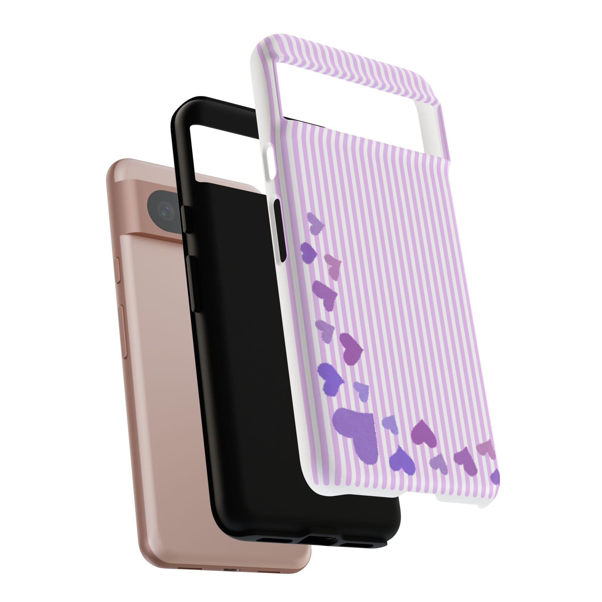 Valentines Day Striped hearts phone case, Purple Heart Floral Stripe Iphone case | Tough Cases - Iphone, Samsung and Pixel Mobile cases