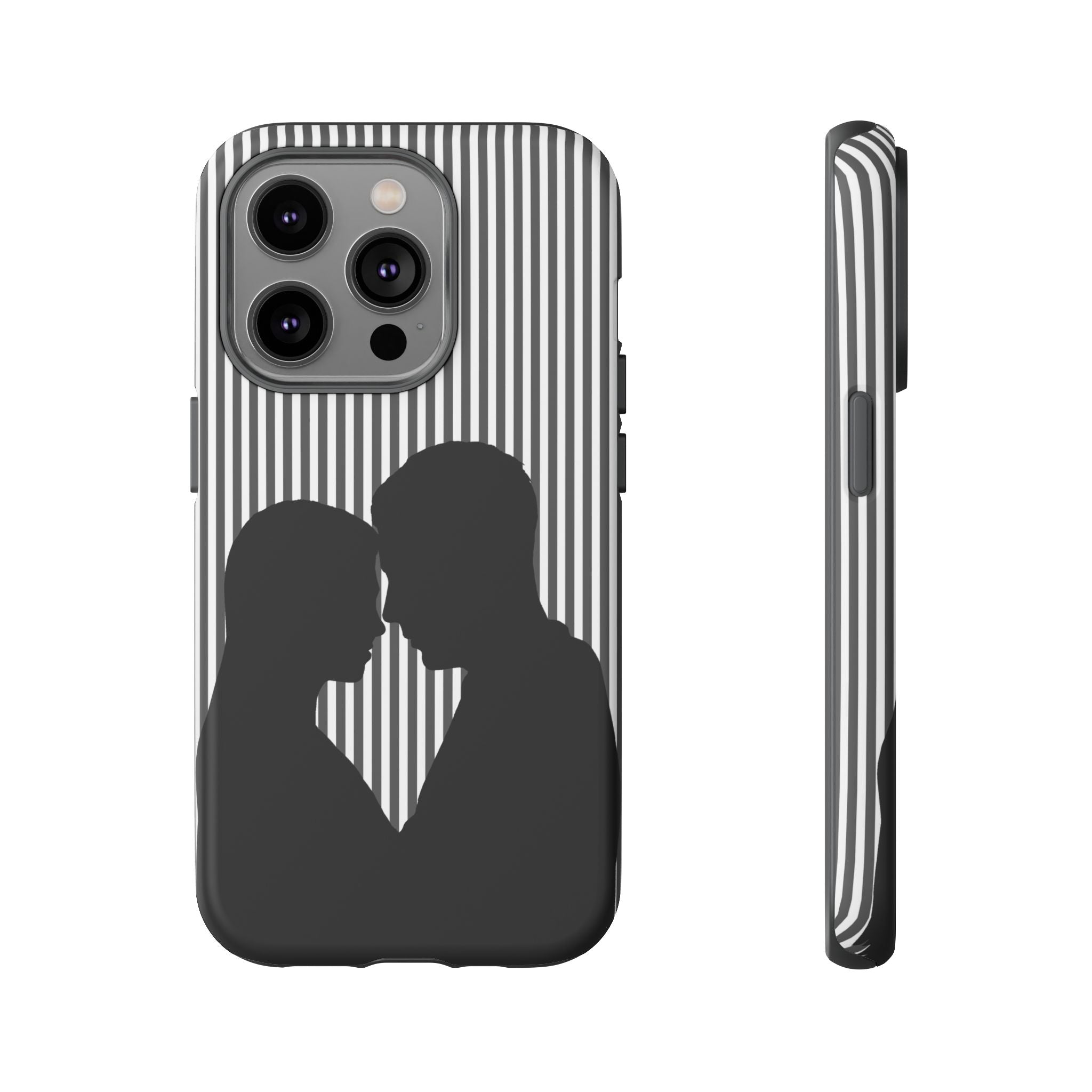 Silhouette Couple Phone Case | Galentines Day Striped Black and white phone case, Stripe Iphone case - Iphone, Samsung and Pixel Mobile case