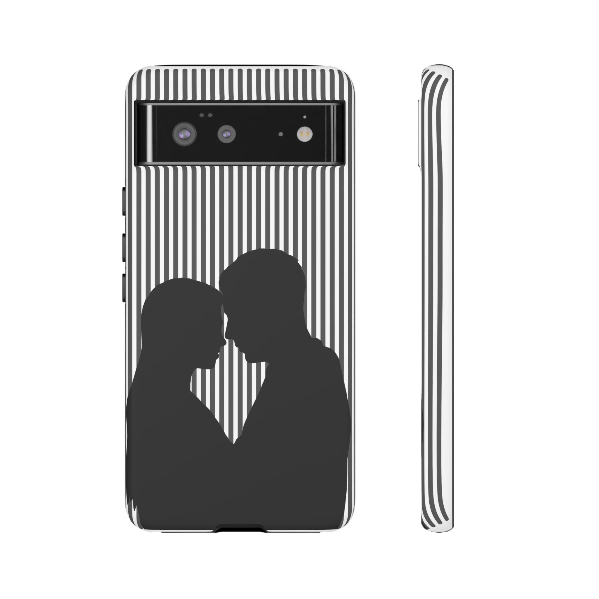 Silhouette Couple Phone Case | Galentines Day Striped Black and white phone case, Stripe Iphone case - Iphone, Samsung and Pixel Mobile case
