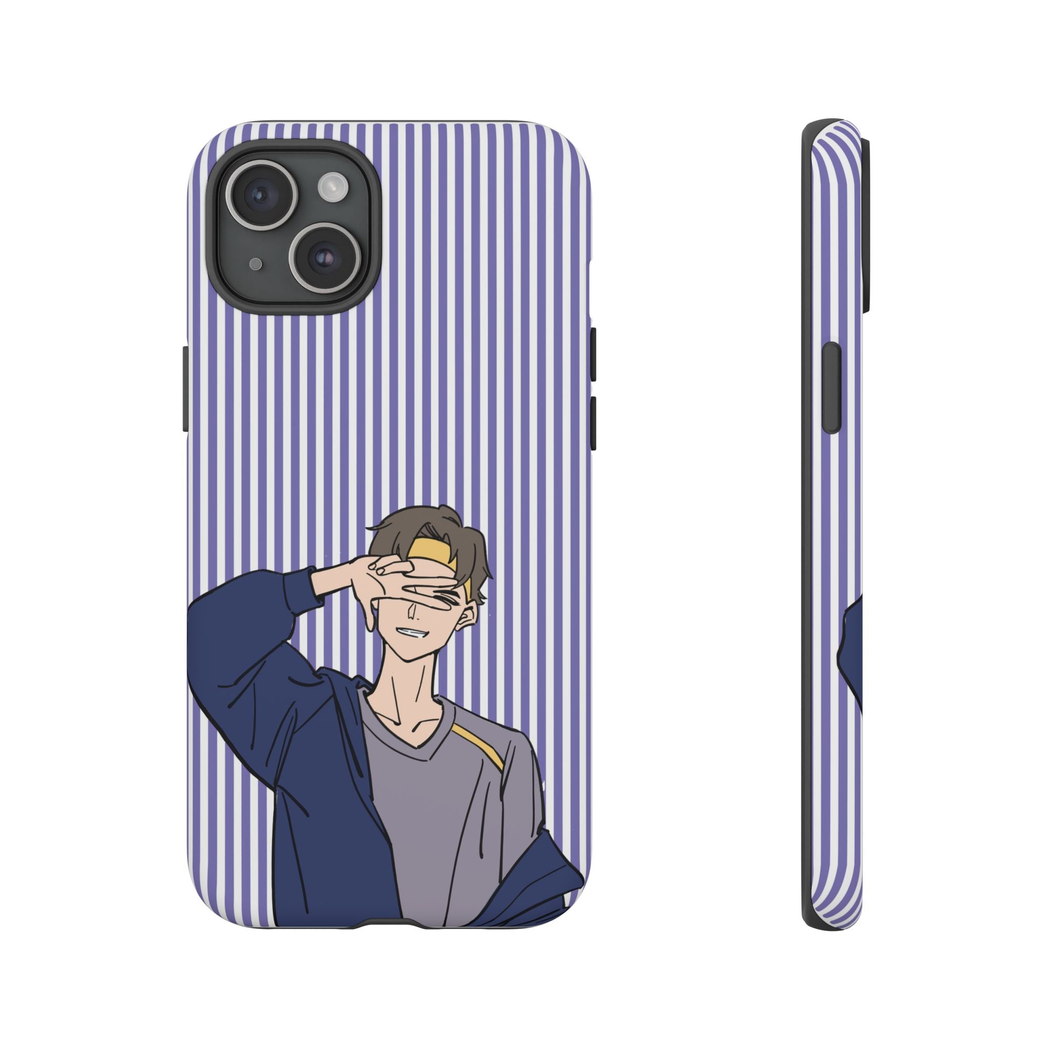 Casual Anime Guy Phone Case | Valentines Day Striped Lines phone case, Purple Stripe Iphone case - Iphone, Samsung and Pixel Mobile cases