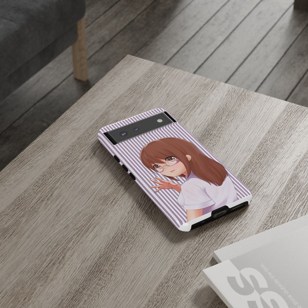 Galentines Day Striped lines mobile case, Glasses Anime Girl Stripe Iphone case | Tough Cases - Iphone, Samsung and Pixel Mobile cases