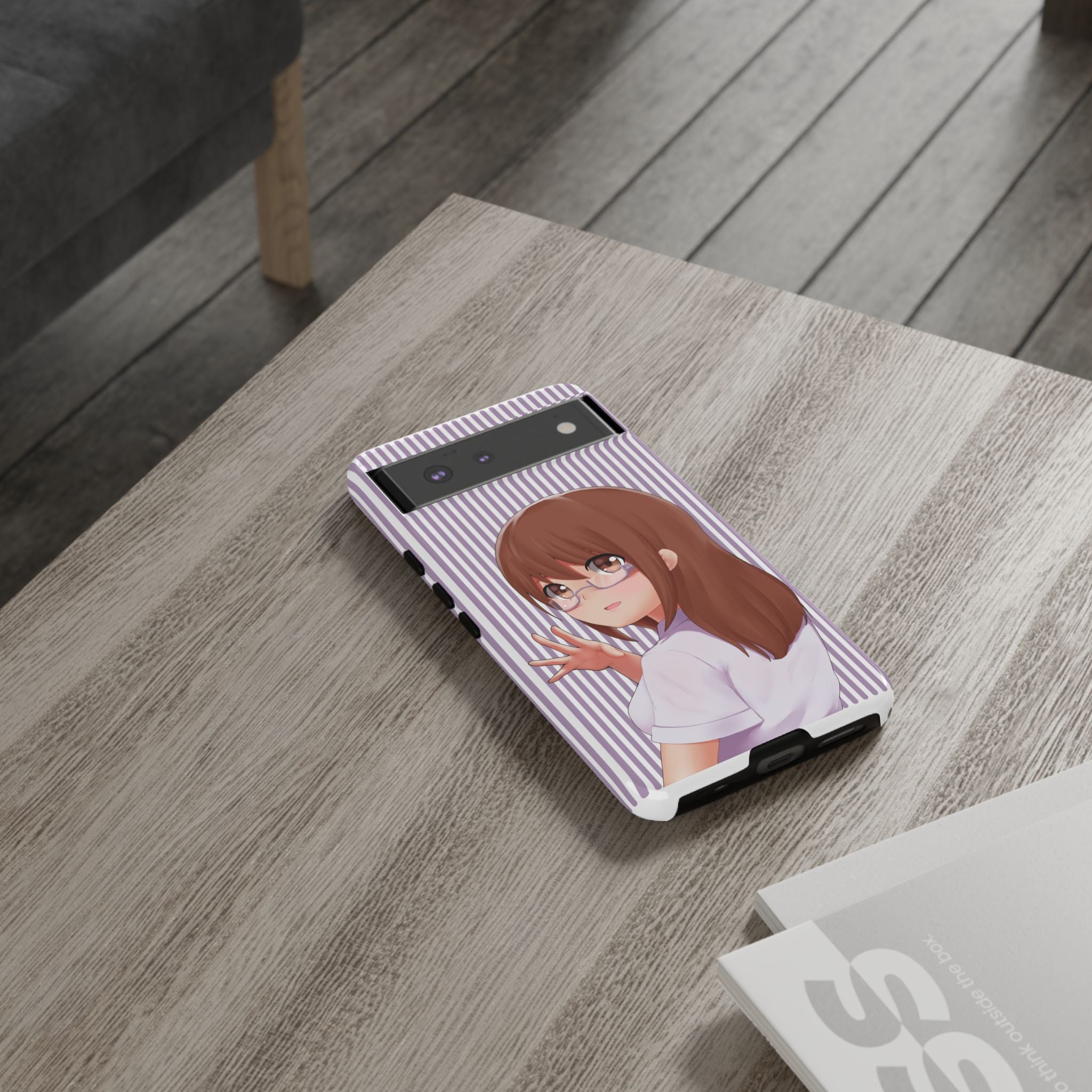 Galentines Day Striped lines mobile case, Glasses Anime Girl Stripe Iphone case | Tough Cases - Iphone, Samsung and Pixel Mobile cases