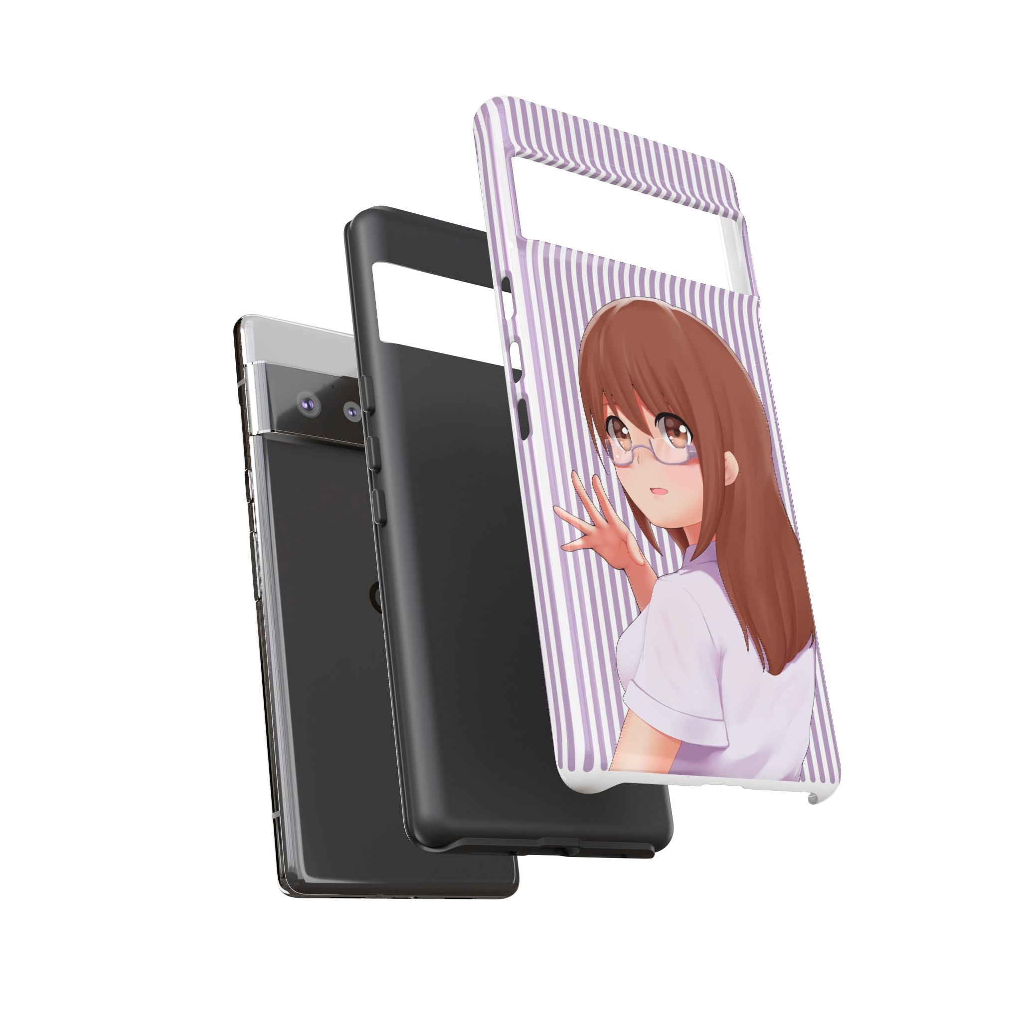 Galentines Day Striped lines mobile case, Glasses Anime Girl Stripe Iphone case | Tough Cases - Iphone, Samsung and Pixel Mobile cases