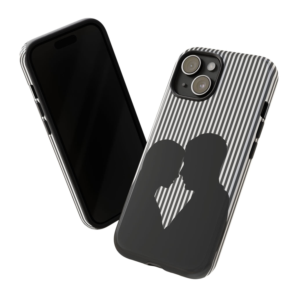 Silhouette Couple Phone Case | Galentines Day Striped Black and white phone case, Stripe Iphone case - Iphone, Samsung and Pixel Mobile case
