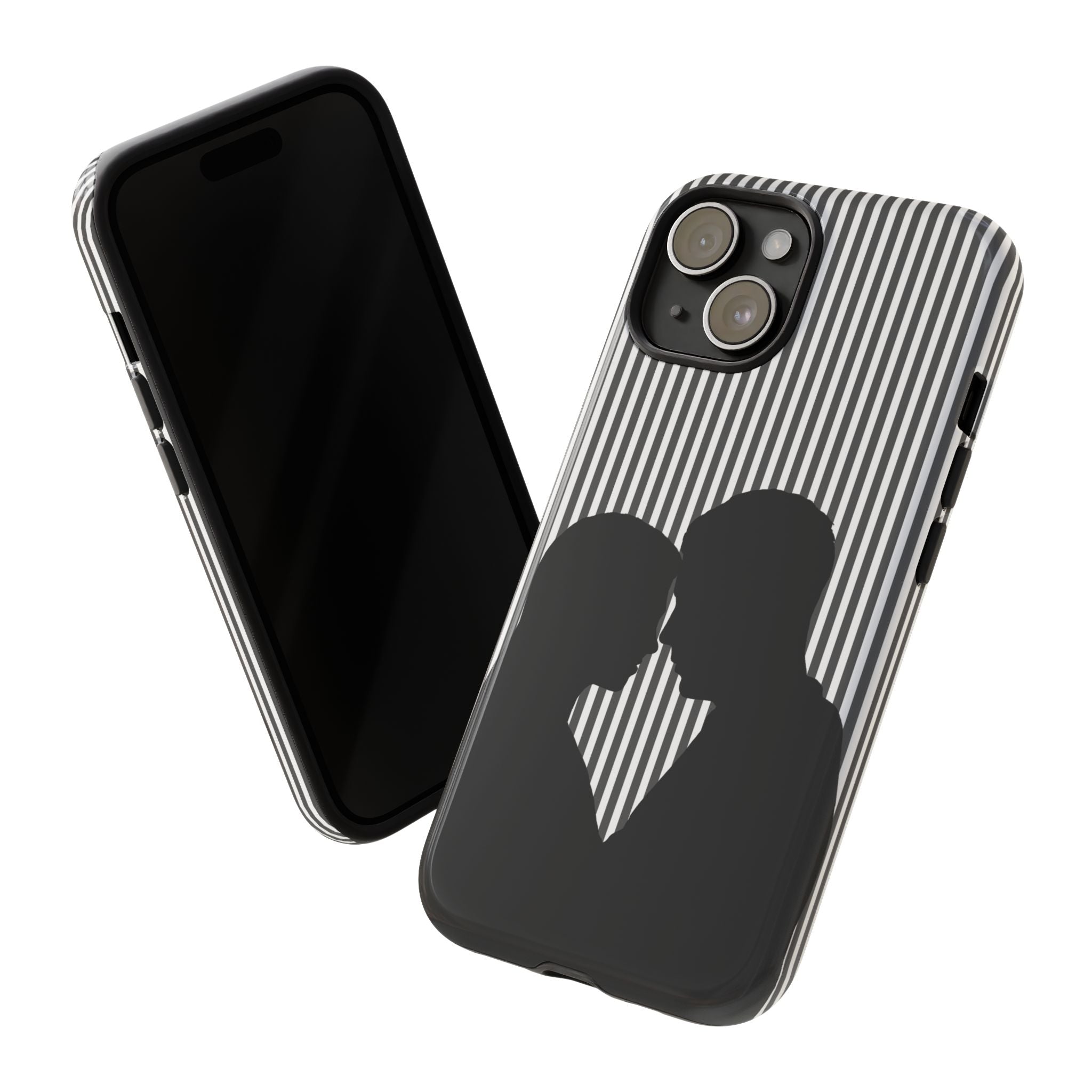 Silhouette Couple Phone Case | Galentines Day Striped Black and white phone case, Stripe Iphone case - Iphone, Samsung and Pixel Mobile case