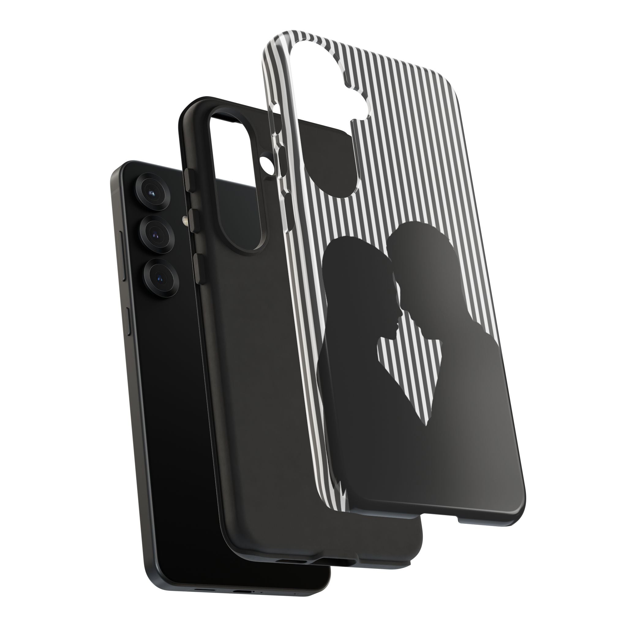 Silhouette Couple Phone Case | Galentines Day Striped Black and white phone case, Stripe Iphone case - Iphone, Samsung and Pixel Mobile case