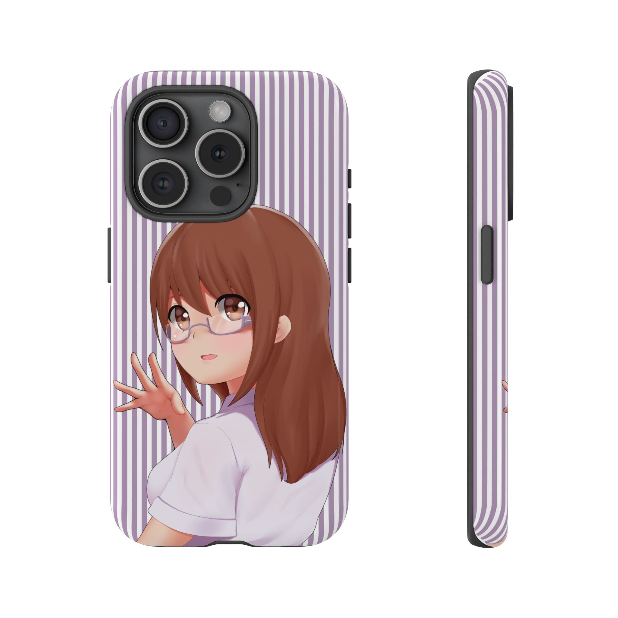 Galentines Day Striped lines mobile case, Glasses Anime Girl Stripe Iphone case | Tough Cases - Iphone, Samsung and Pixel Mobile cases