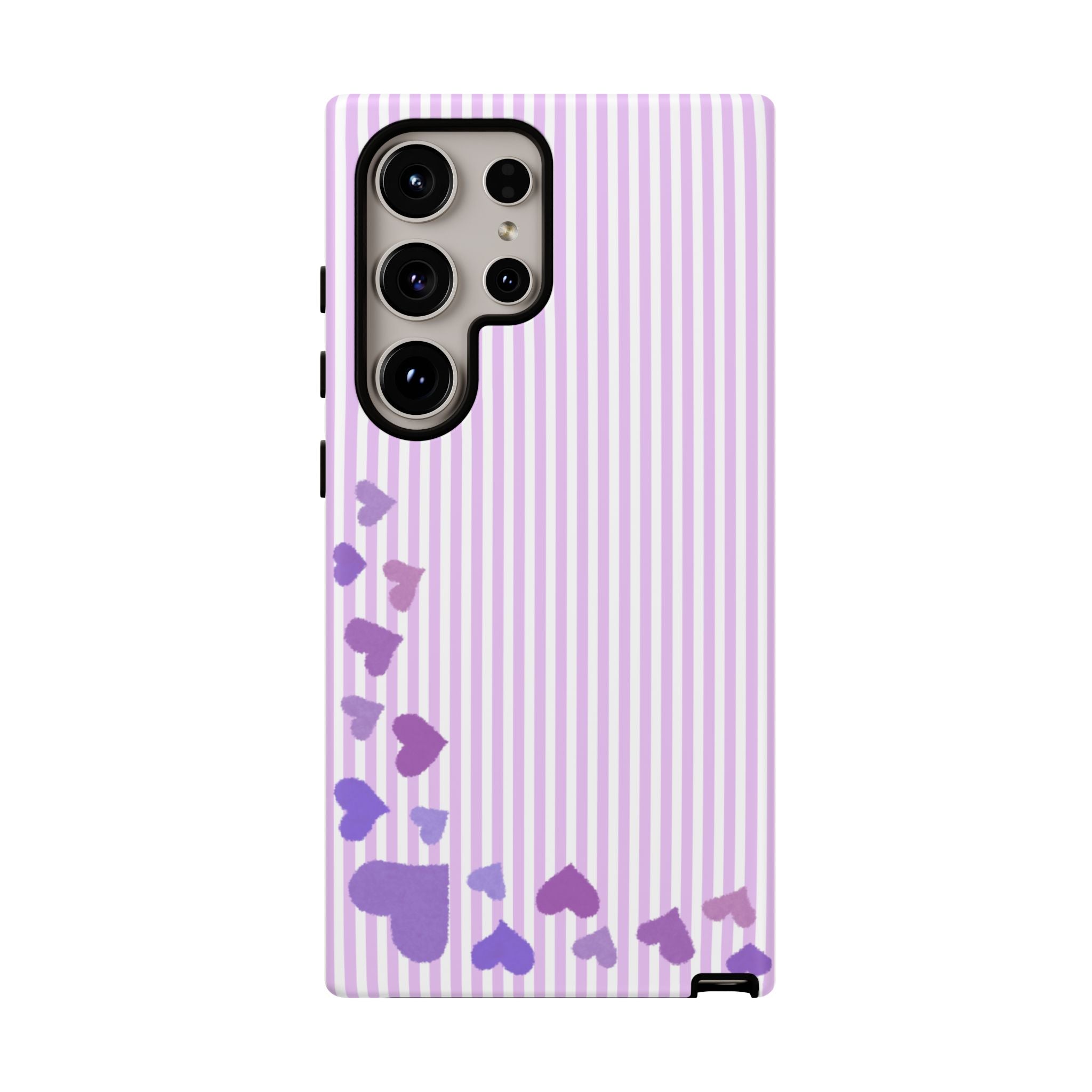 Valentines Day Striped hearts phone case, Purple Heart Floral Stripe Iphone case | Tough Cases - Iphone, Samsung and Pixel Mobile cases