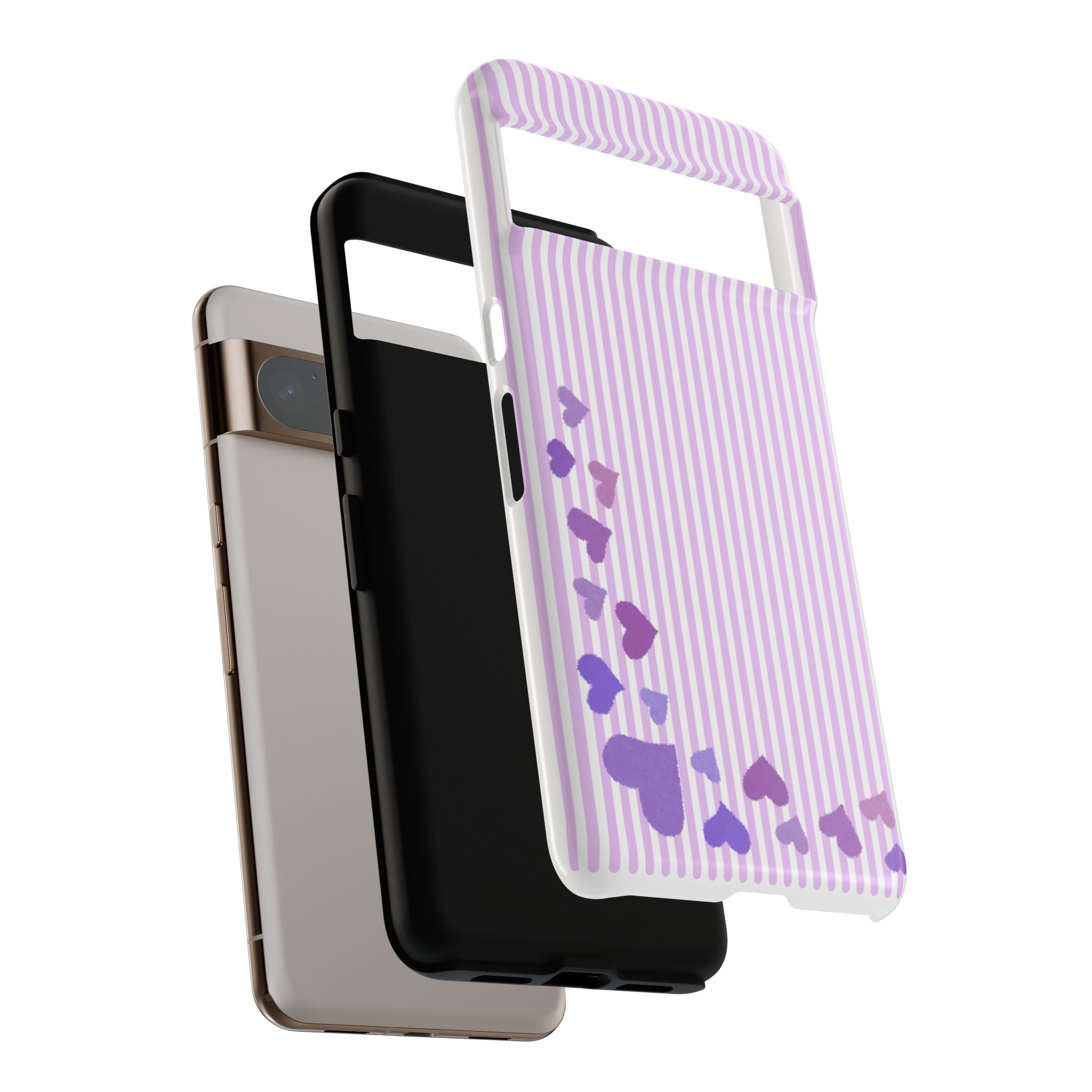 Valentines Day Striped hearts phone case, Purple Heart Floral Stripe Iphone case | Tough Cases - Iphone, Samsung and Pixel Mobile cases