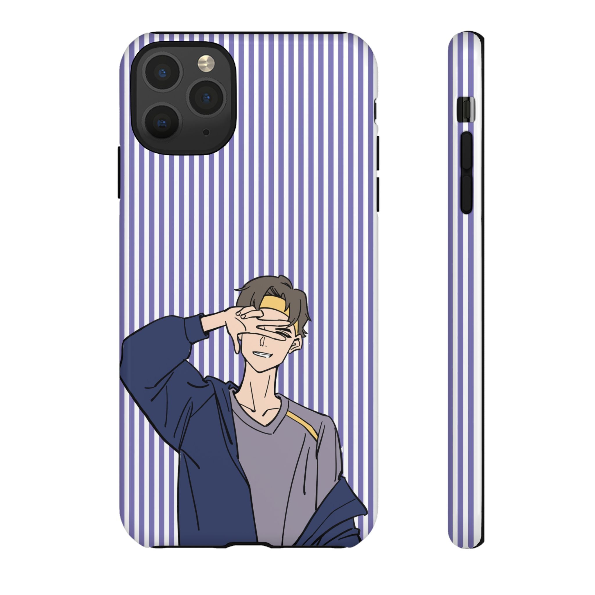 Casual Anime Guy Phone Case | Valentines Day Striped Lines phone case, Purple Stripe Iphone case - Iphone, Samsung and Pixel Mobile cases