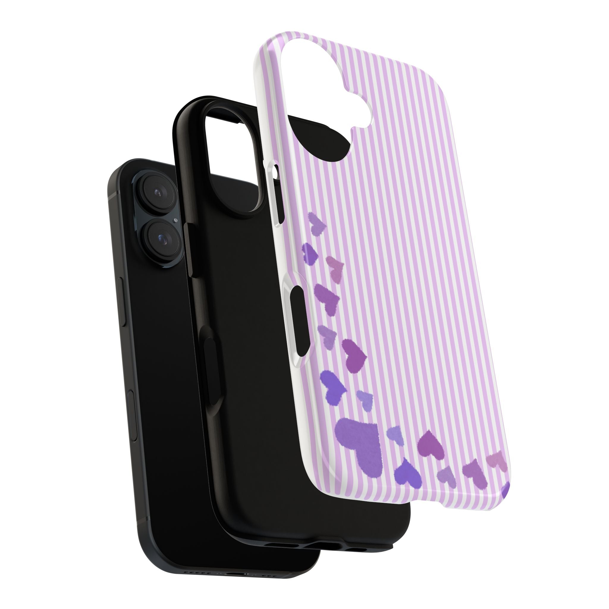Valentines Day Striped hearts phone case, Purple Heart Floral Stripe Iphone case | Tough Cases - Iphone, Samsung and Pixel Mobile cases