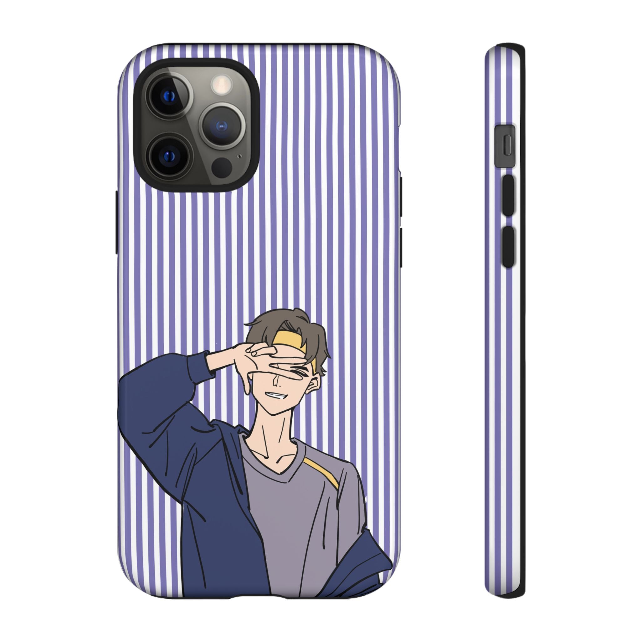 Casual Anime Guy Phone Case | Valentines Day Striped Lines phone case, Purple Stripe Iphone case - Iphone, Samsung and Pixel Mobile cases
