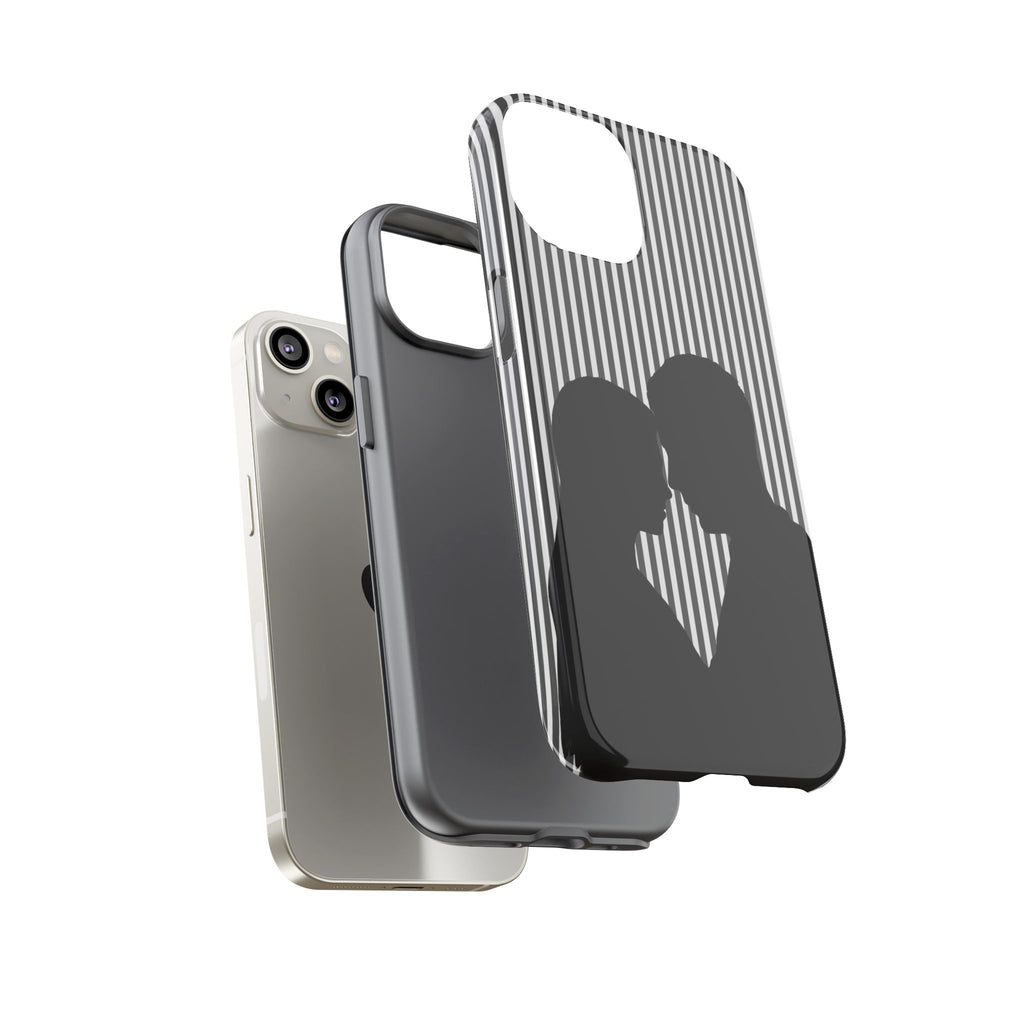 Silhouette Couple Phone Case | Galentines Day Striped Black and white phone case, Stripe Iphone case - Iphone, Samsung and Pixel Mobile case