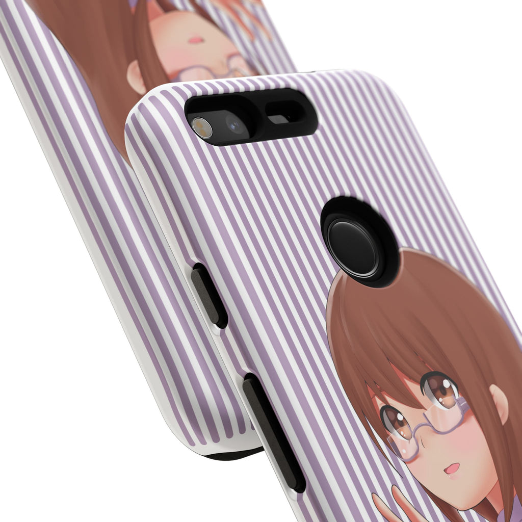 Galentines Day Striped lines mobile case, Glasses Anime Girl Stripe Iphone case | Tough Cases - Iphone, Samsung and Pixel Mobile cases