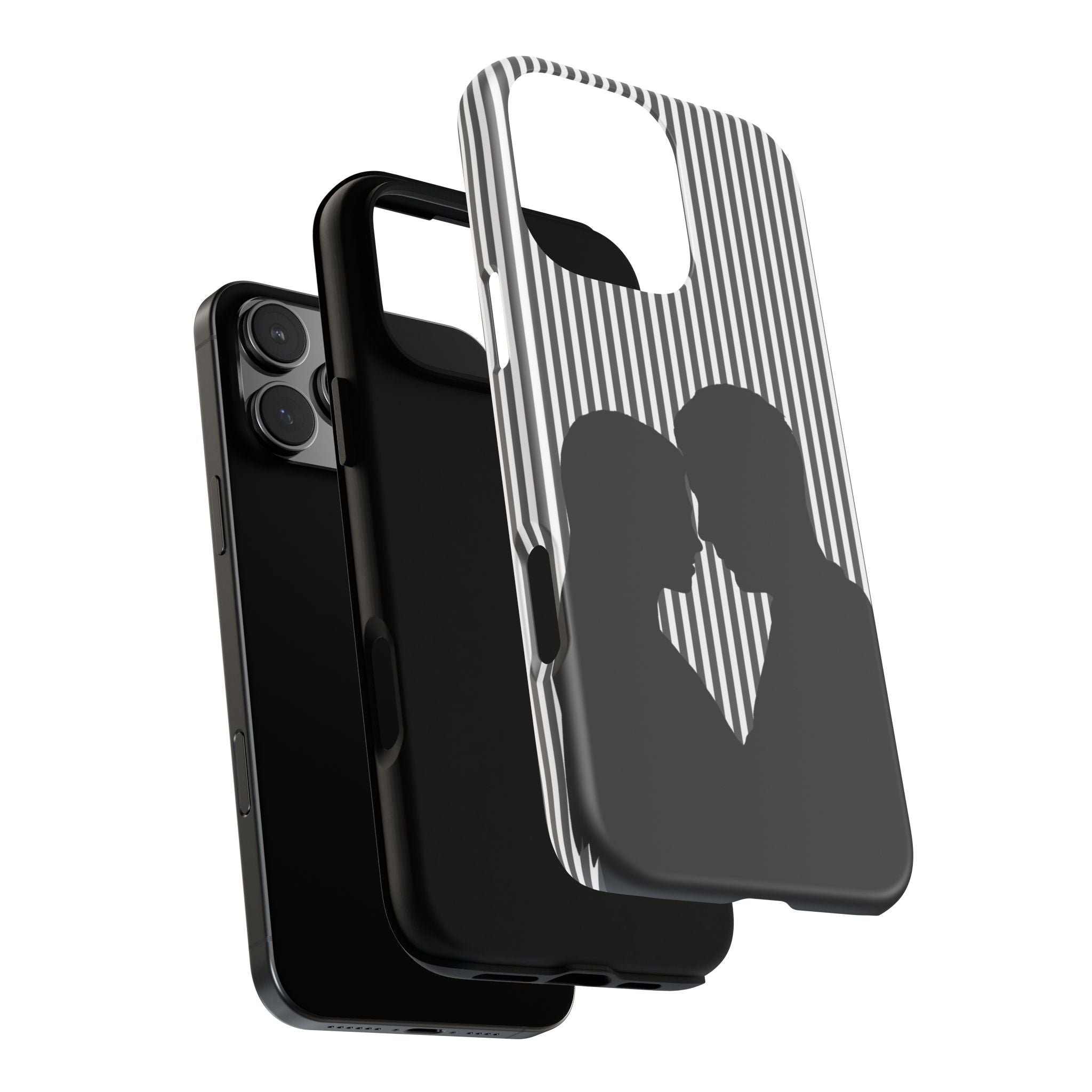 Silhouette Couple Phone Case | Galentines Day Striped Black and white phone case, Stripe Iphone case - Iphone, Samsung and Pixel Mobile case