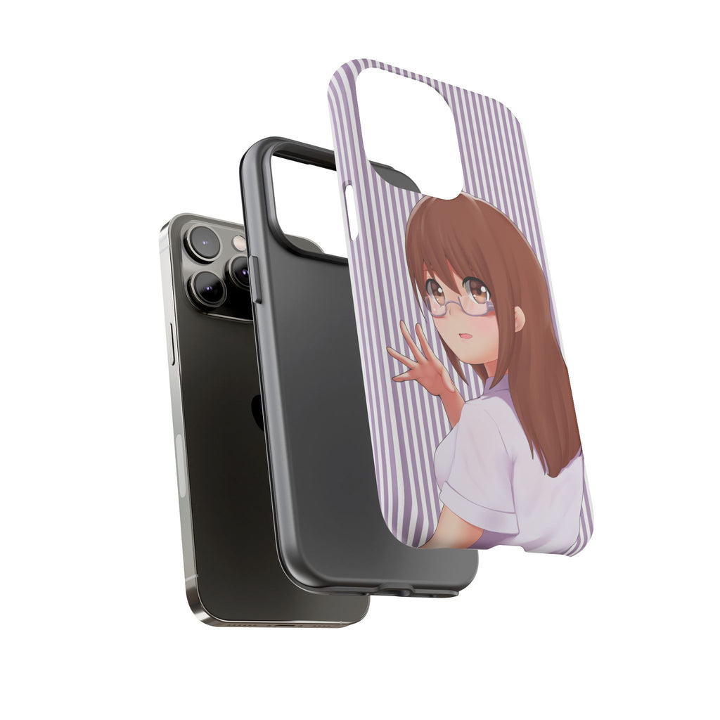 Galentines Day Striped lines mobile case, Glasses Anime Girl Stripe Iphone case | Tough Cases - Iphone, Samsung and Pixel Mobile cases