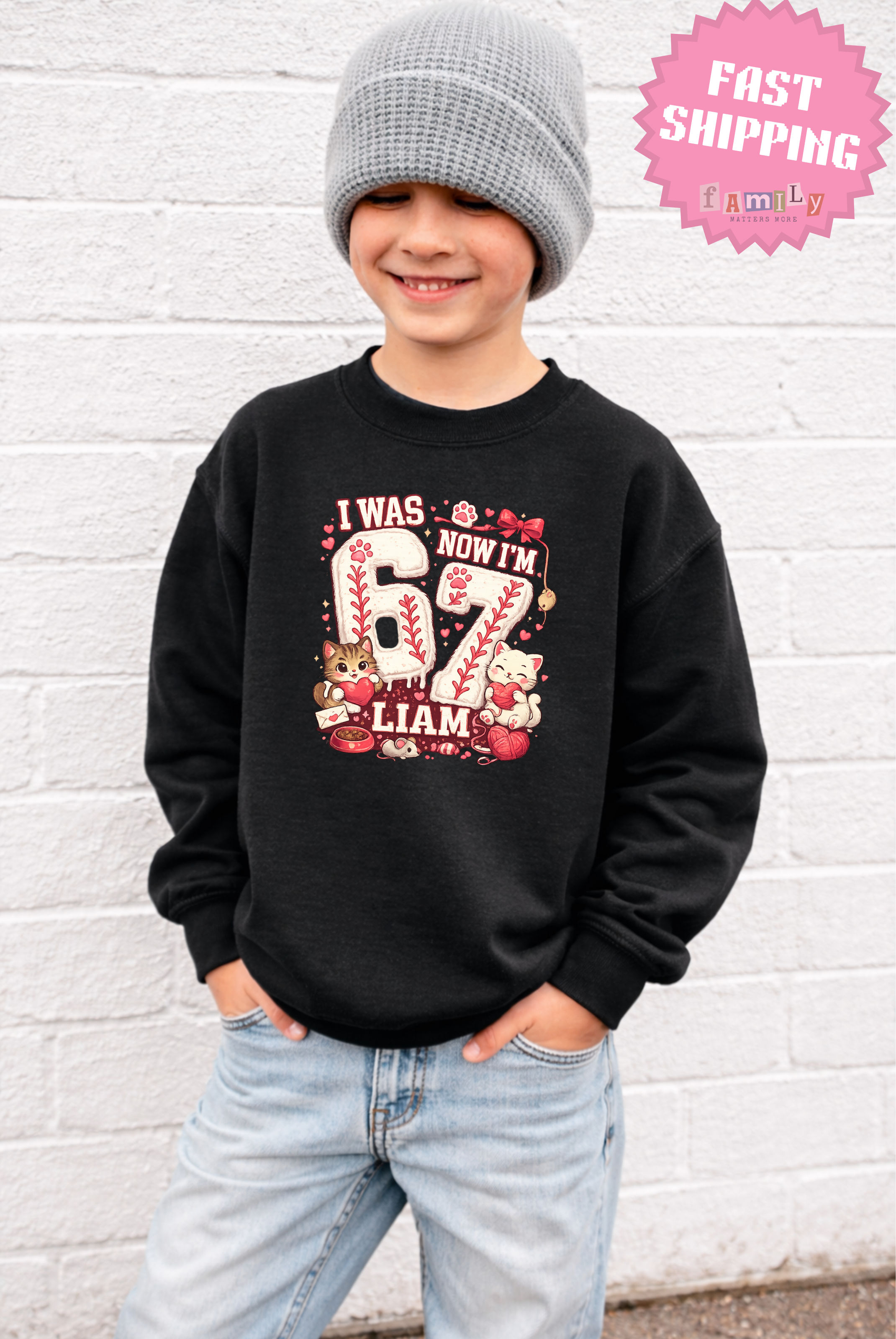 I Was 6 Now I’m 7 Valentines Birthday Shirt, Personalized Name 7th Birthday Valentines Day Tee, Matching Kids Tee, Galentines day gift