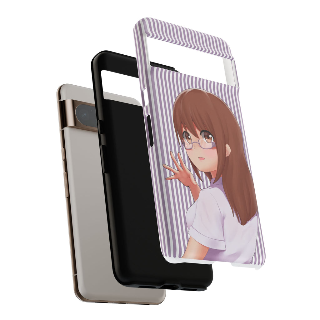 Galentines Day Striped lines mobile case, Glasses Anime Girl Stripe Iphone case | Tough Cases - Iphone, Samsung and Pixel Mobile cases