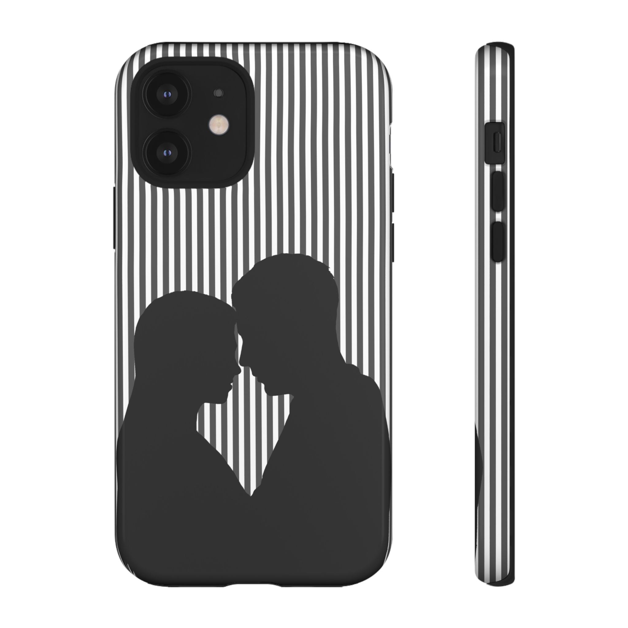 Silhouette Couple Phone Case | Galentines Day Striped Black and white phone case, Stripe Iphone case - Iphone, Samsung and Pixel Mobile case