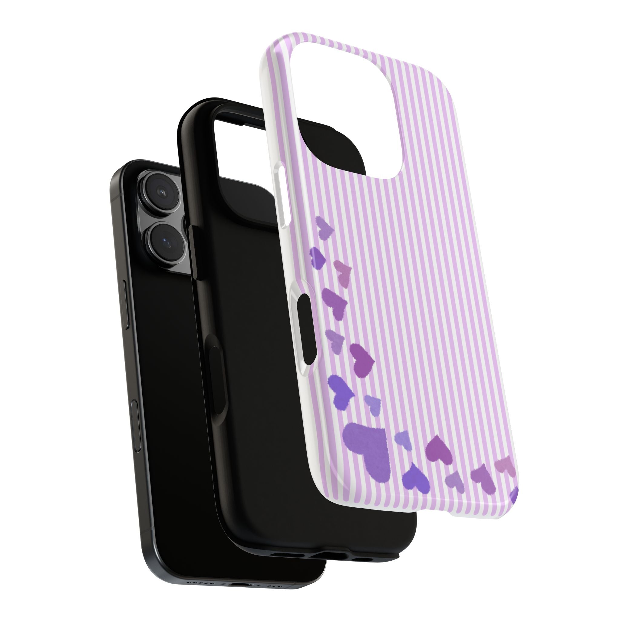 Valentines Day Striped hearts phone case, Purple Heart Floral Stripe Iphone case | Tough Cases - Iphone, Samsung and Pixel Mobile cases