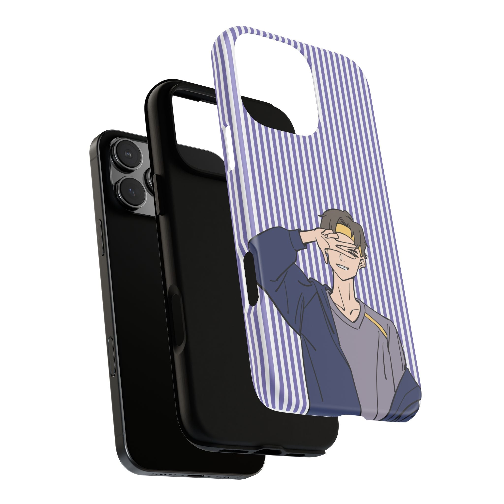 Casual Anime Guy Phone Case | Valentines Day Striped Lines phone case, Purple Stripe Iphone case - Iphone, Samsung and Pixel Mobile cases
