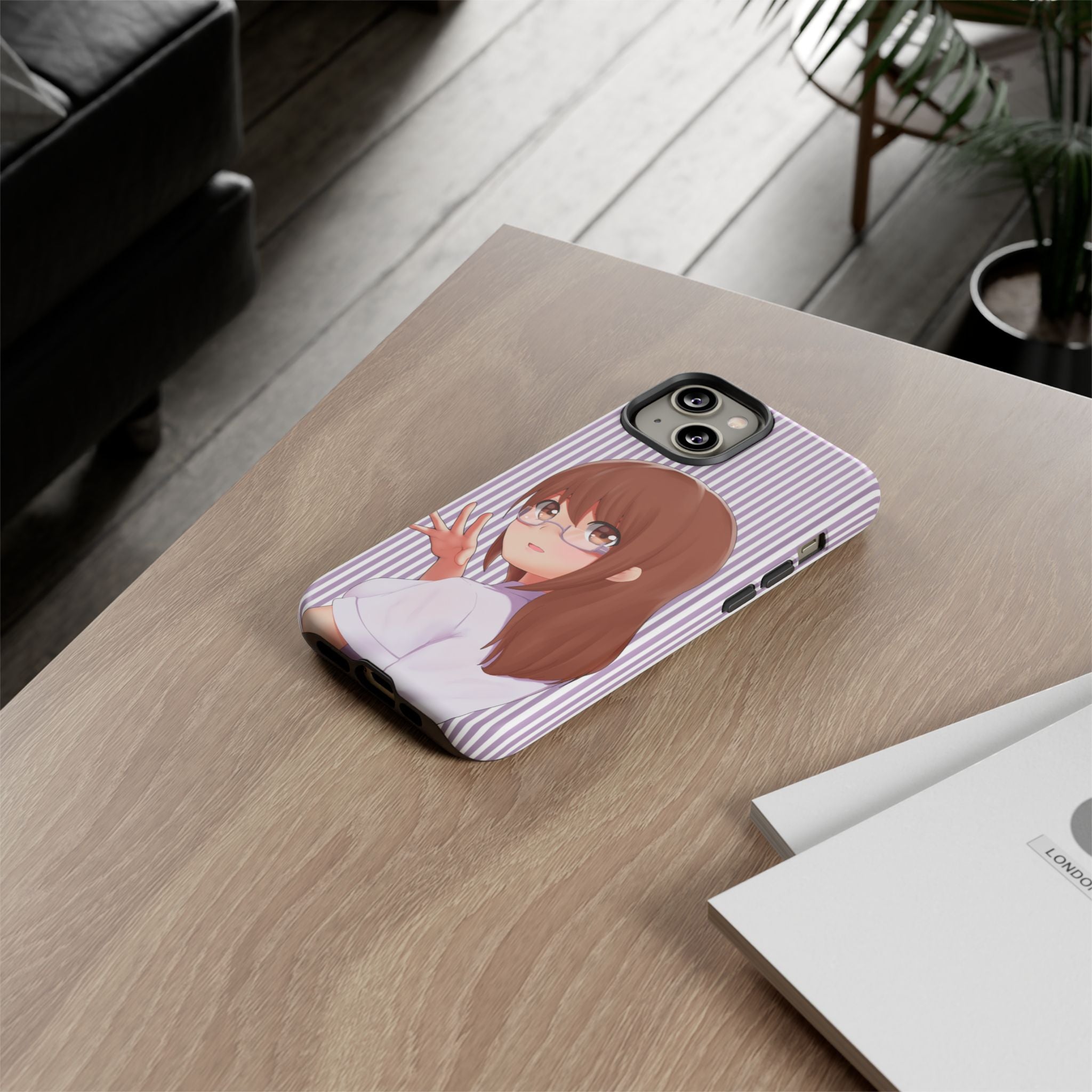 Galentines Day Striped lines mobile case, Glasses Anime Girl Stripe Iphone case | Tough Cases - Iphone, Samsung and Pixel Mobile cases