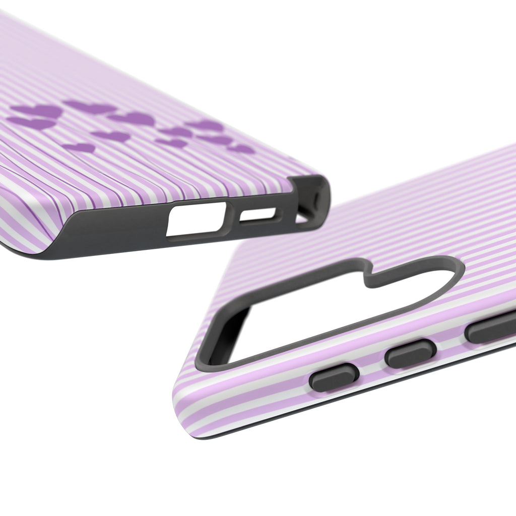 Galentines Day Striped hearts phone case, Purple Heart Floral Stripe Iphone case | Tough Cases - Iphone, Samsung and Pixel Mobile cases