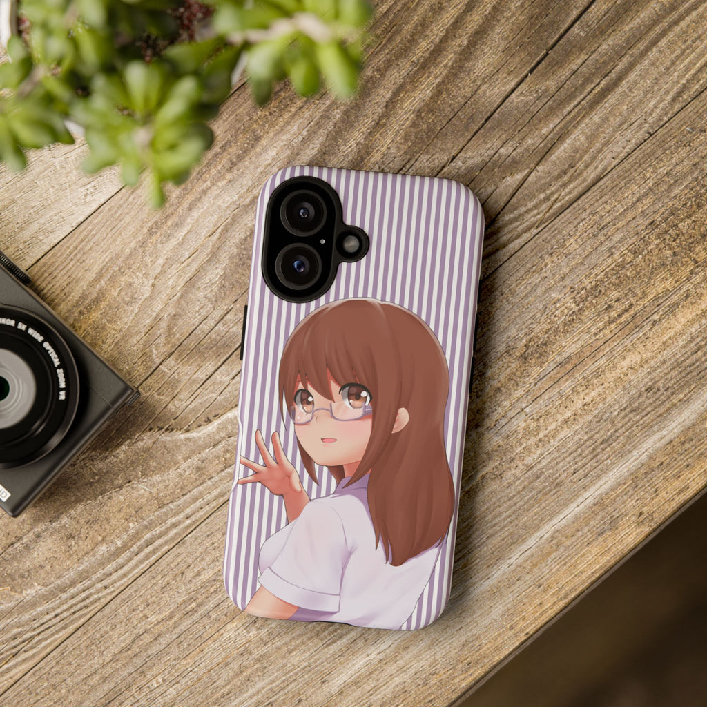 Galentines Day Striped lines mobile case, Glasses Anime Girl Stripe Iphone case | Tough Cases - Iphone, Samsung and Pixel Mobile cases