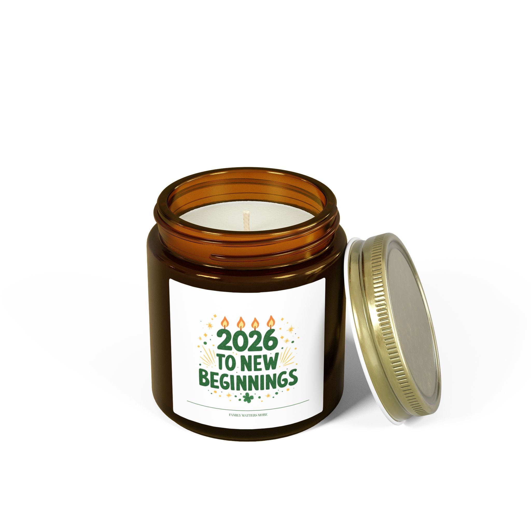 2026 New Beginnings Candle, Happy New Year Scented Soy Candle 4oz 9oz, Hand Poured Jar Candle, NYE Gift Idea