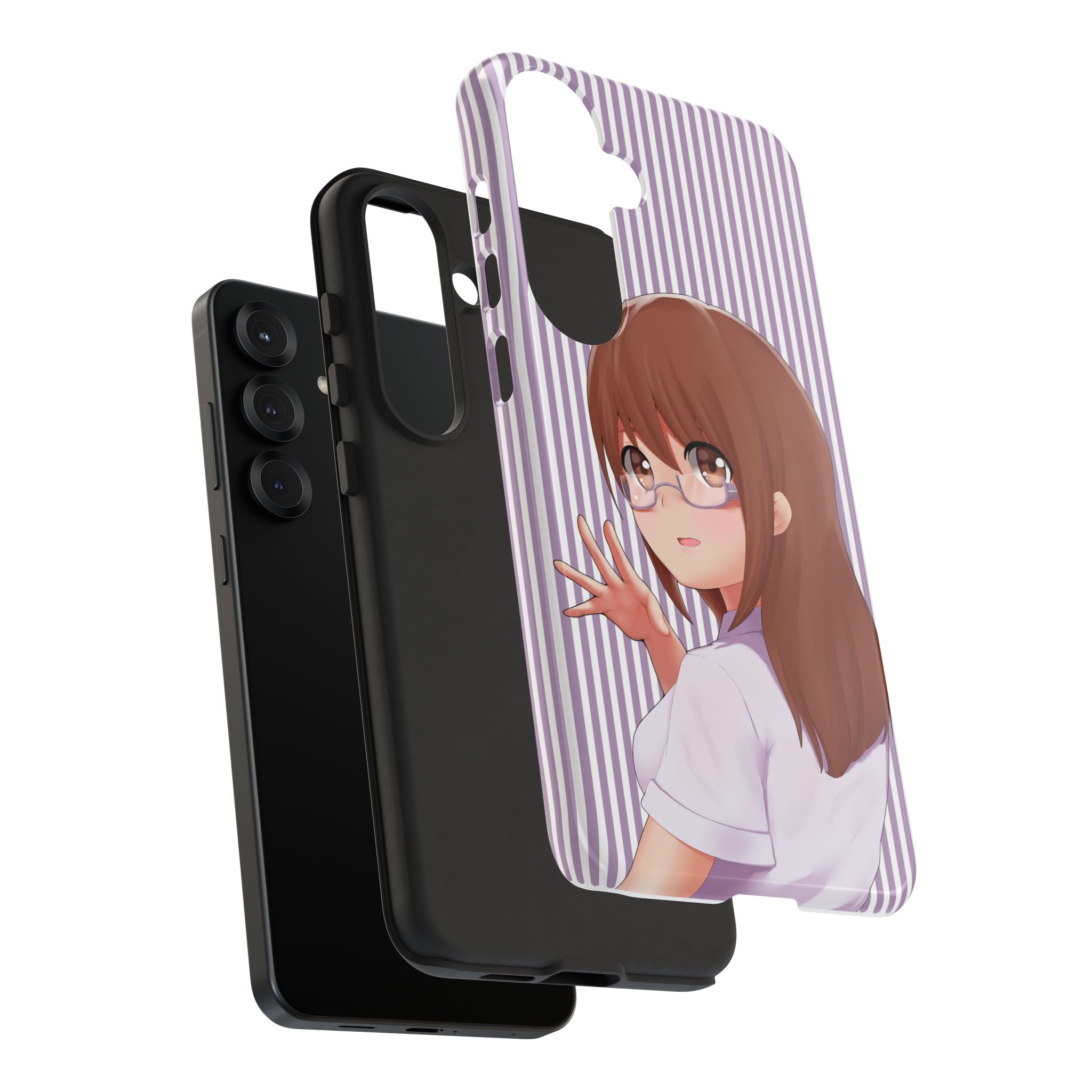 Galentines Day Striped lines mobile case, Glasses Anime Girl Stripe Iphone case | Tough Cases - Iphone, Samsung and Pixel Mobile cases