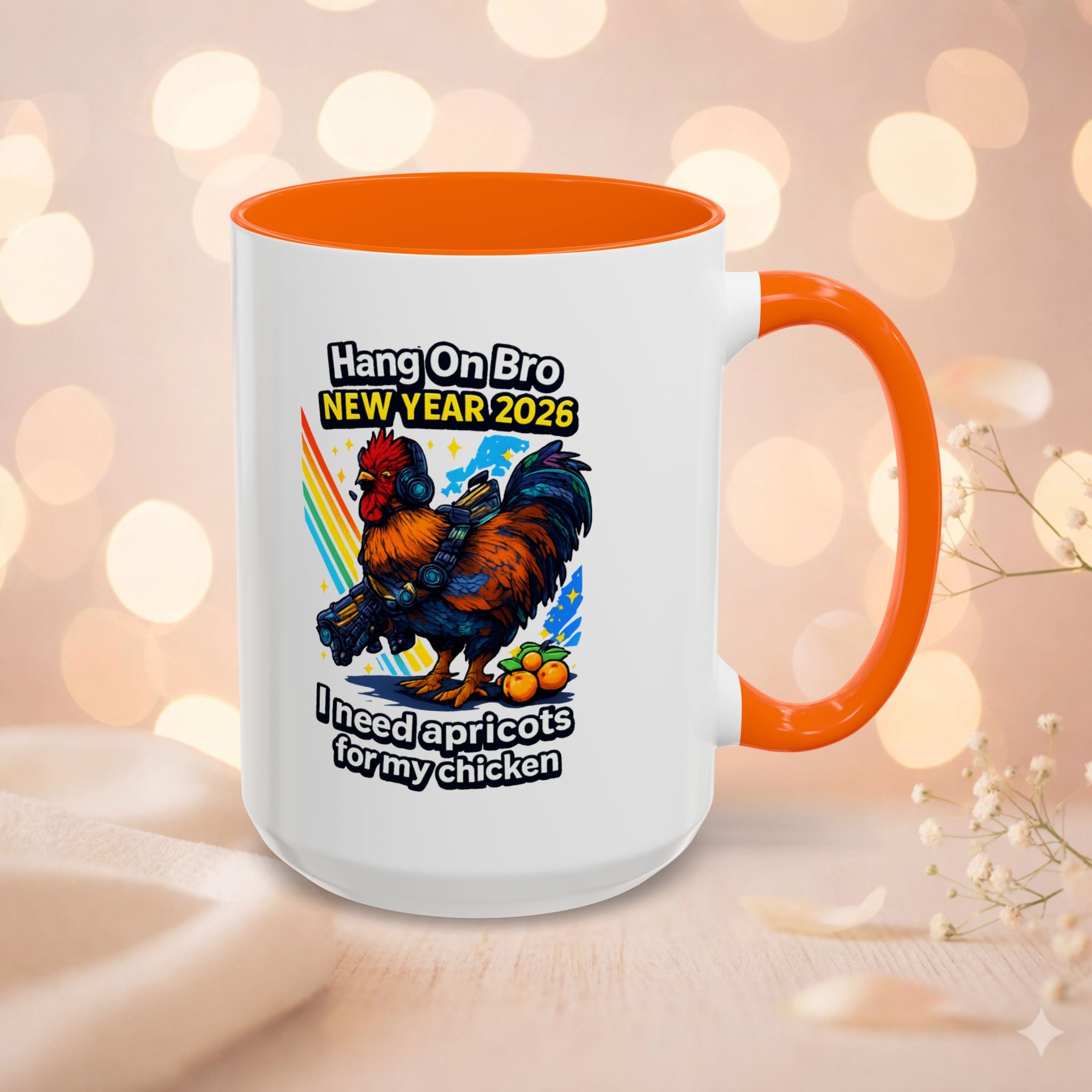 Hang On Bro 2026 Apricots Mug, Funny Rooster Gamer Coffee Mug 15oz Accent Cup, Arc Raiders Inspired Gift for Brother