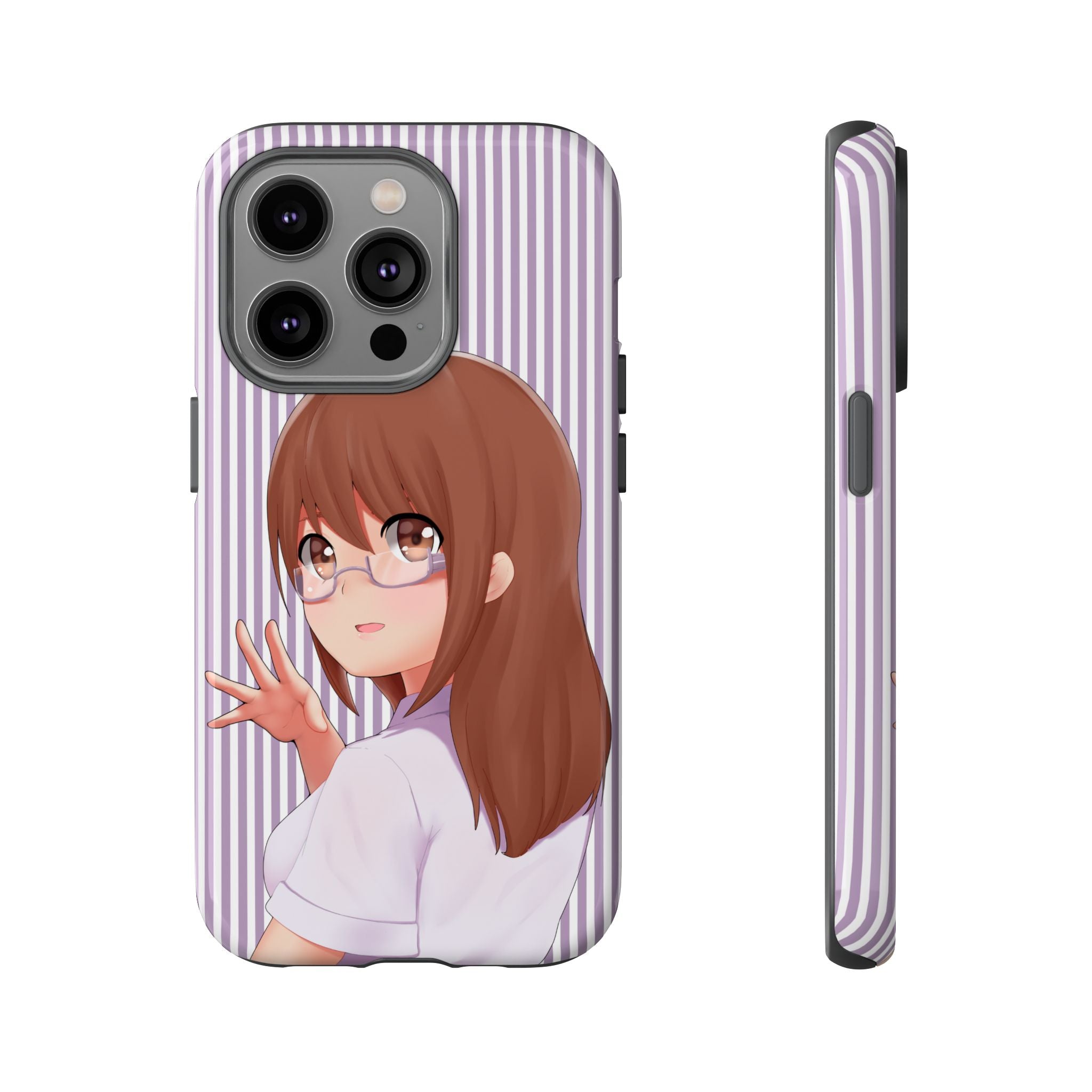 Galentines Day Striped lines mobile case, Glasses Anime Girl Stripe Iphone case | Tough Cases - Iphone, Samsung and Pixel Mobile cases