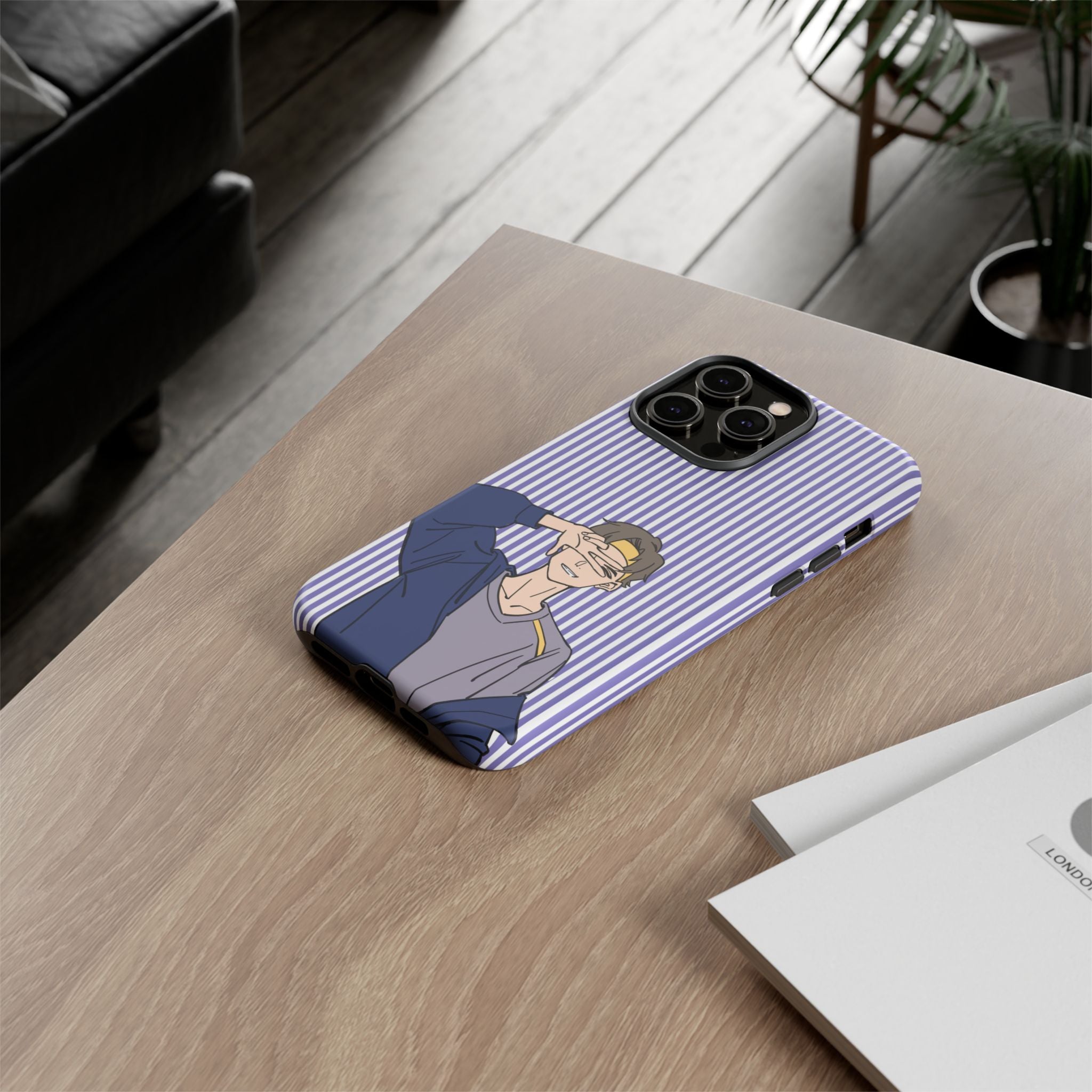 Casual Anime Guy Phone Case | Valentines Day Striped Lines phone case, Purple Stripe Iphone case - Iphone, Samsung and Pixel Mobile cases