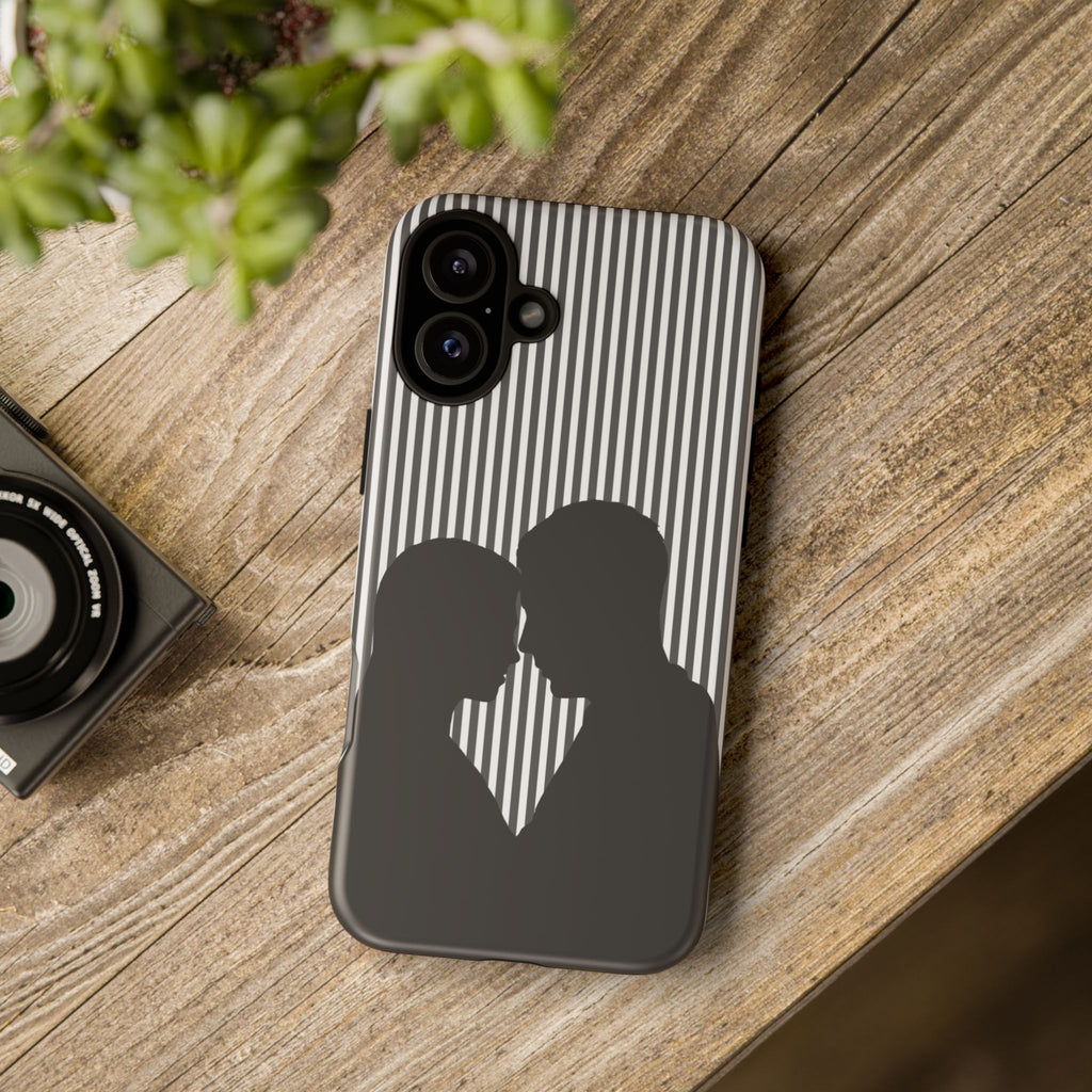 Silhouette Couple Phone Case | Galentines Day Striped Black and white phone case, Stripe Iphone case - Iphone, Samsung and Pixel Mobile case