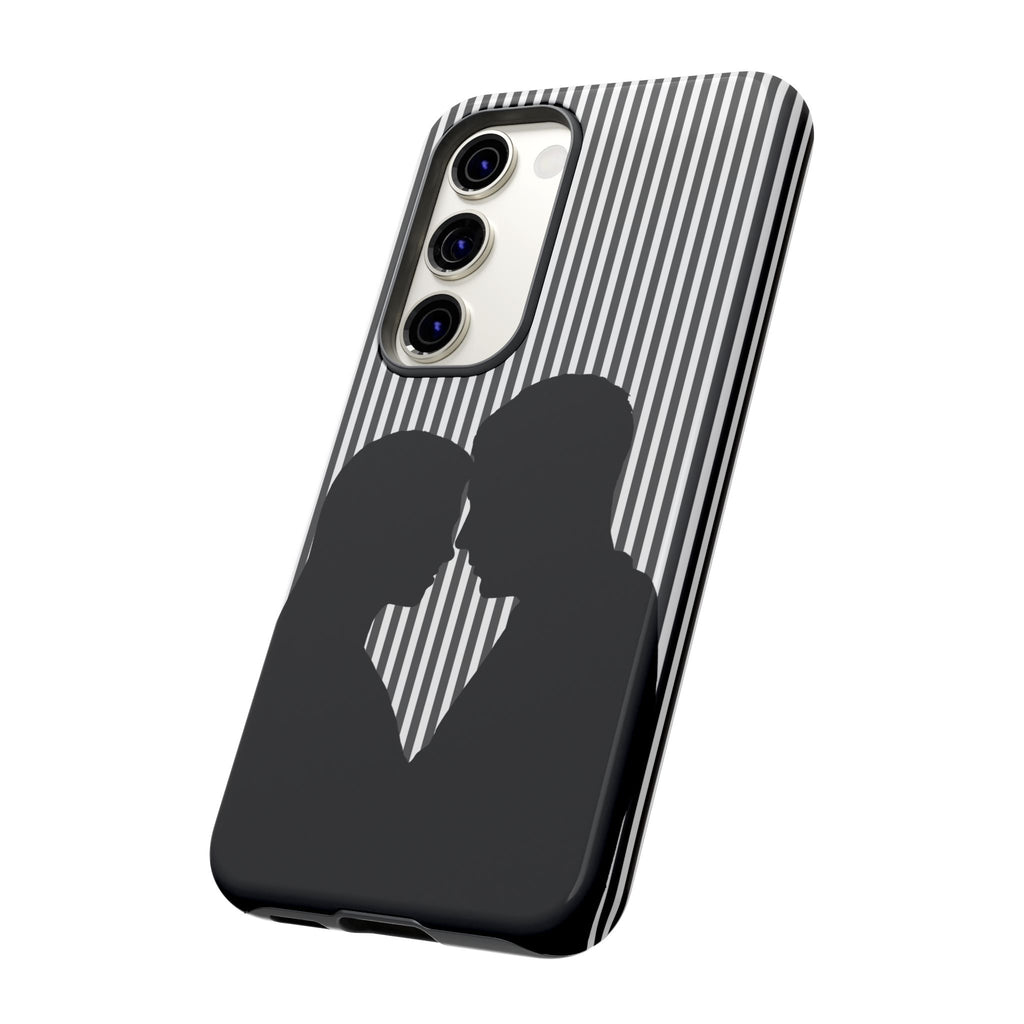 Silhouette Couple Phone Case | Galentines Day Striped Black and white phone case, Stripe Iphone case - Iphone, Samsung and Pixel Mobile case