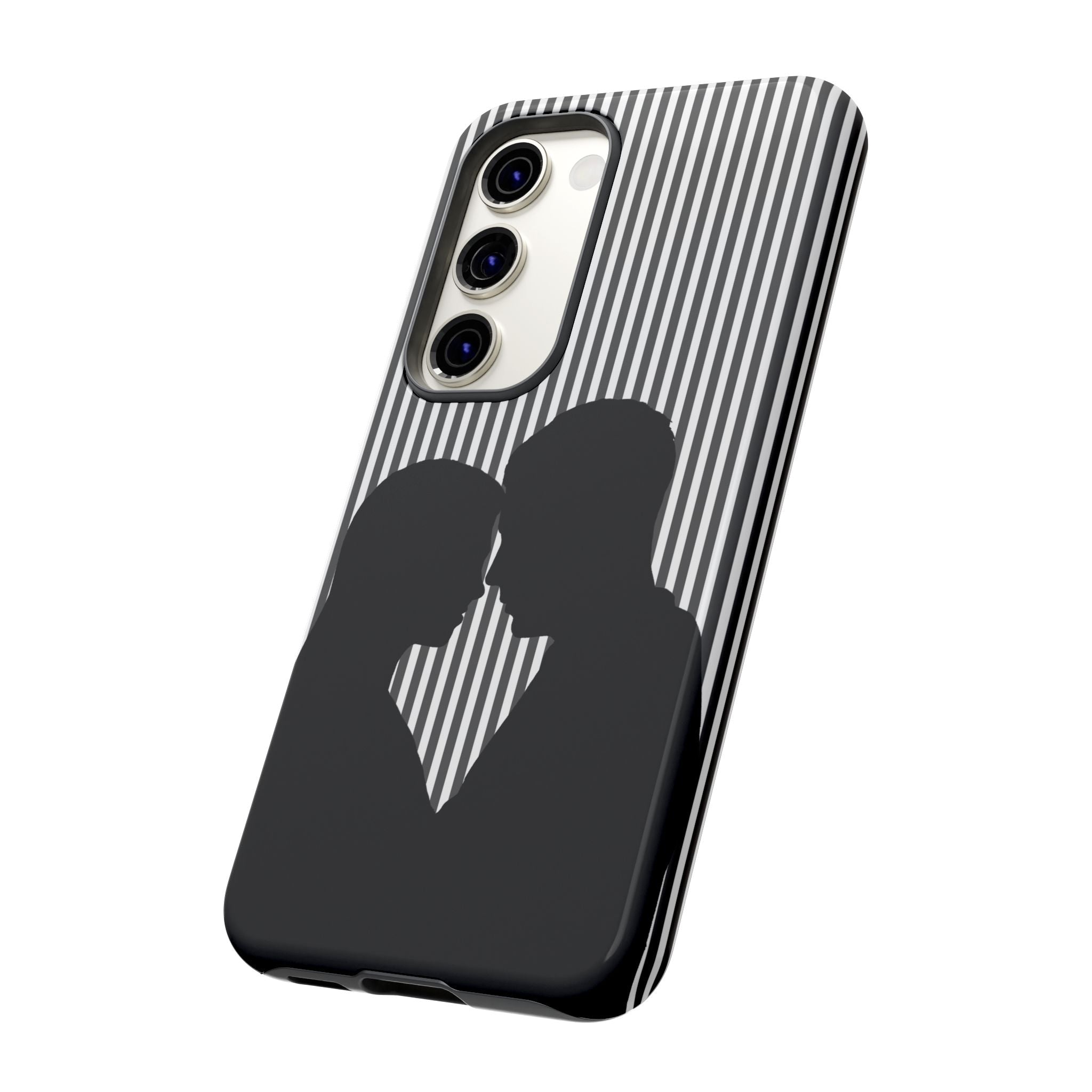 Silhouette Couple Phone Case | Galentines Day Striped Black and white phone case, Stripe Iphone case - Iphone, Samsung and Pixel Mobile case