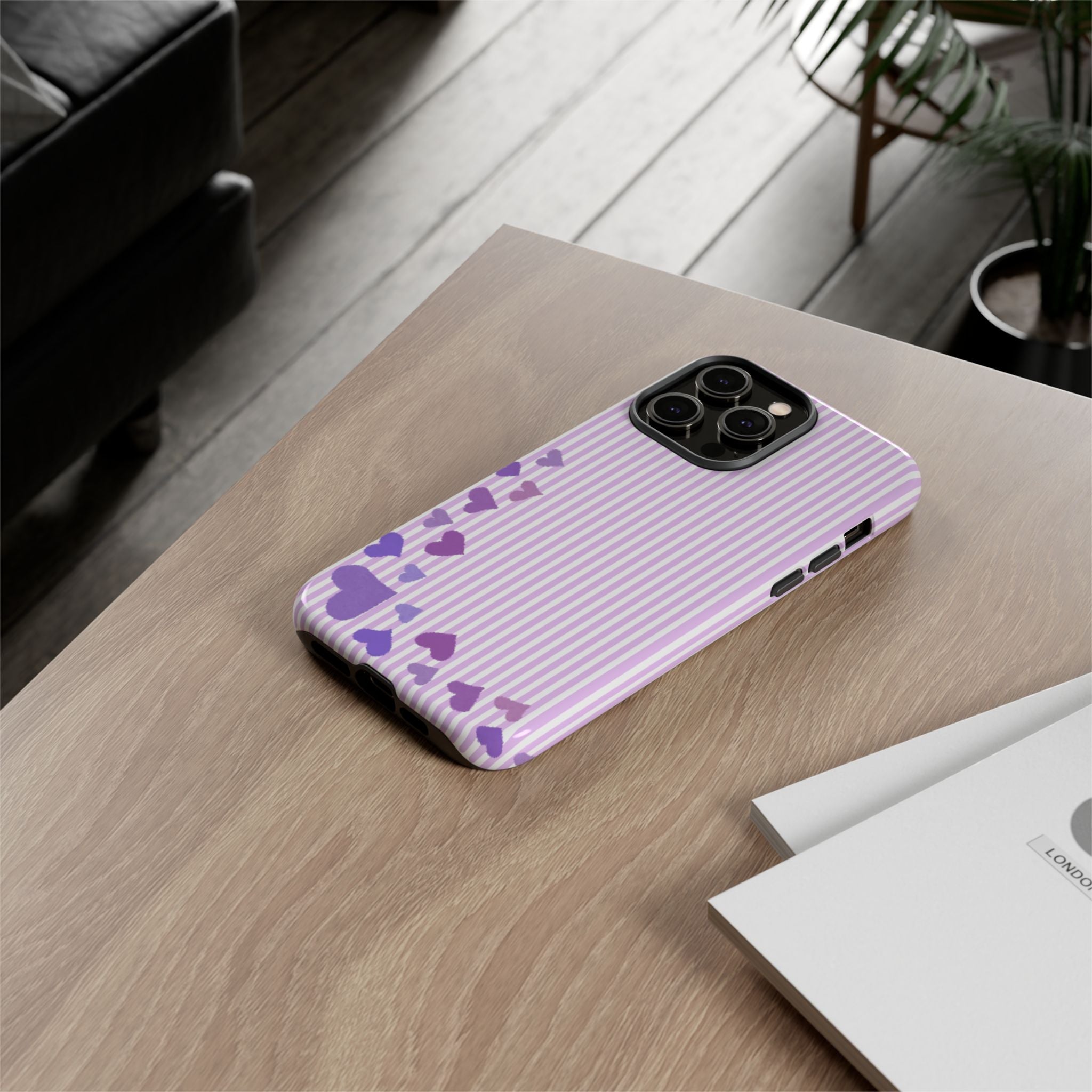 Valentines Day Striped hearts phone case, Purple Heart Floral Stripe Iphone case | Tough Cases - Iphone, Samsung and Pixel Mobile cases
