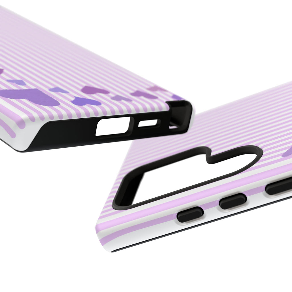 Valentines Day Striped hearts phone case, Purple Heart Floral Stripe Iphone case | Tough Cases - Iphone, Samsung and Pixel Mobile cases