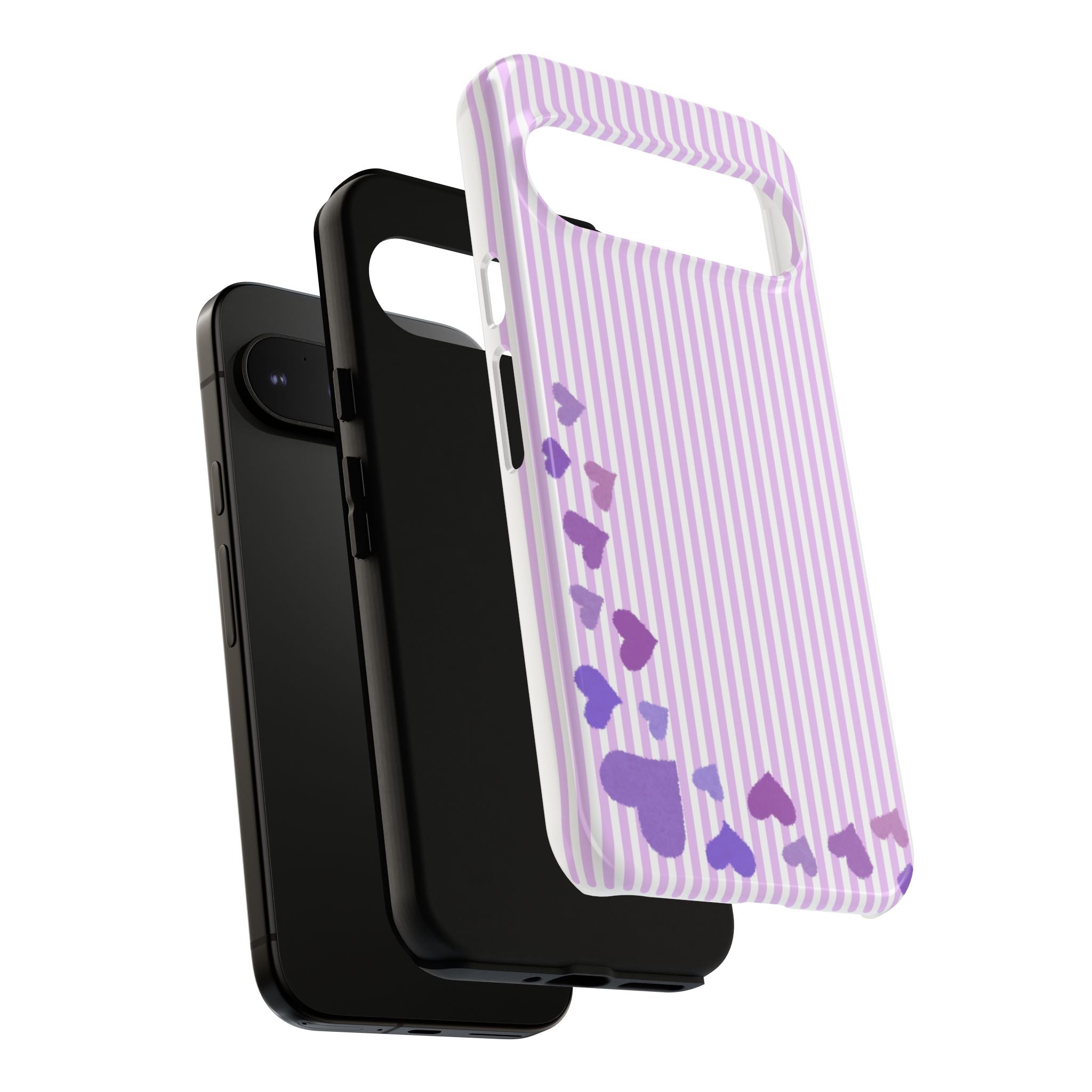 Valentines Day Striped hearts phone case, Purple Heart Floral Stripe Iphone case | Tough Cases - Iphone, Samsung and Pixel Mobile cases