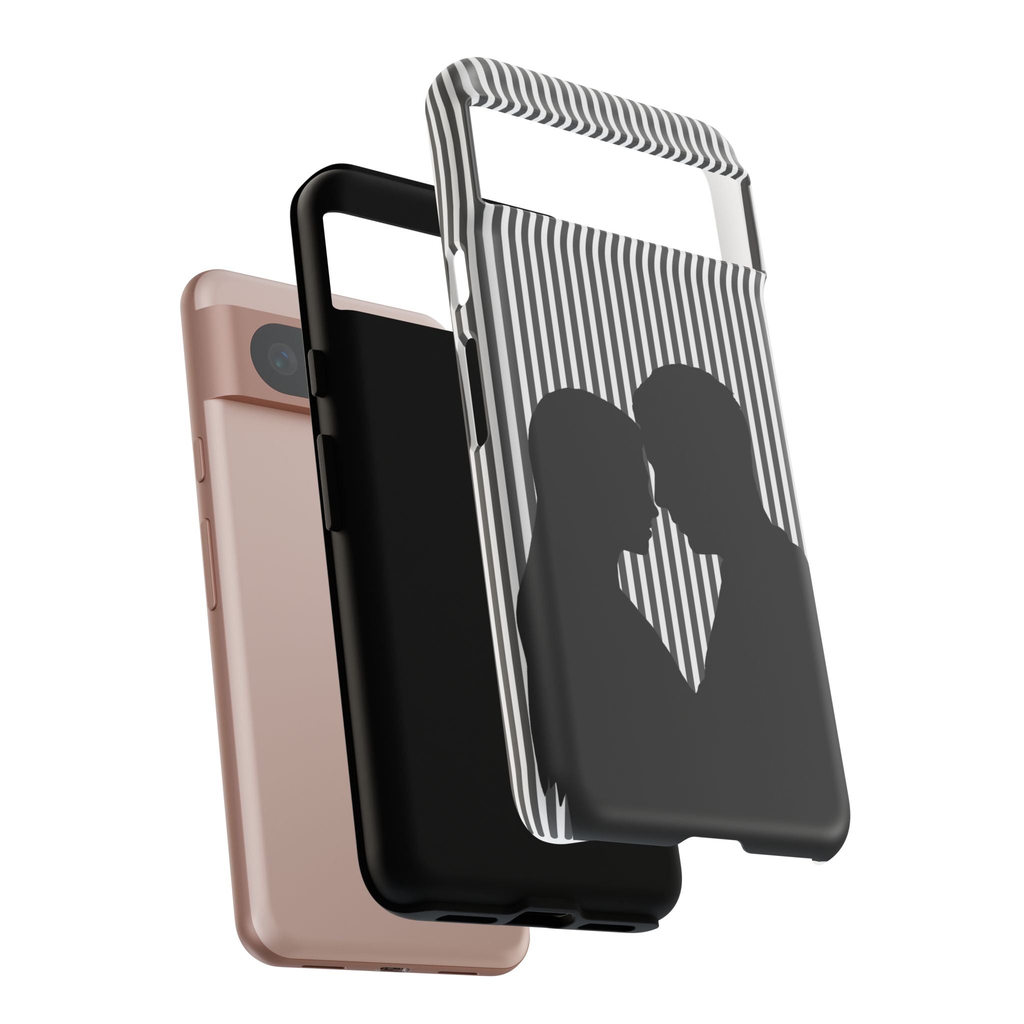 Silhouette Couple Phone Case | Galentines Day Striped Black and white phone case, Stripe Iphone case - Iphone, Samsung and Pixel Mobile case