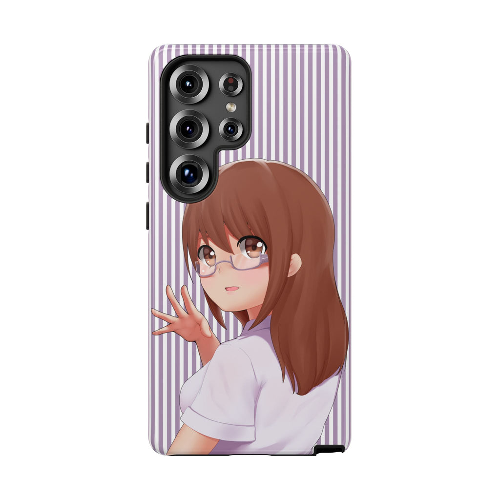 Galentines Day Striped lines mobile case, Glasses Anime Girl Stripe Iphone case | Tough Cases - Iphone, Samsung and Pixel Mobile cases