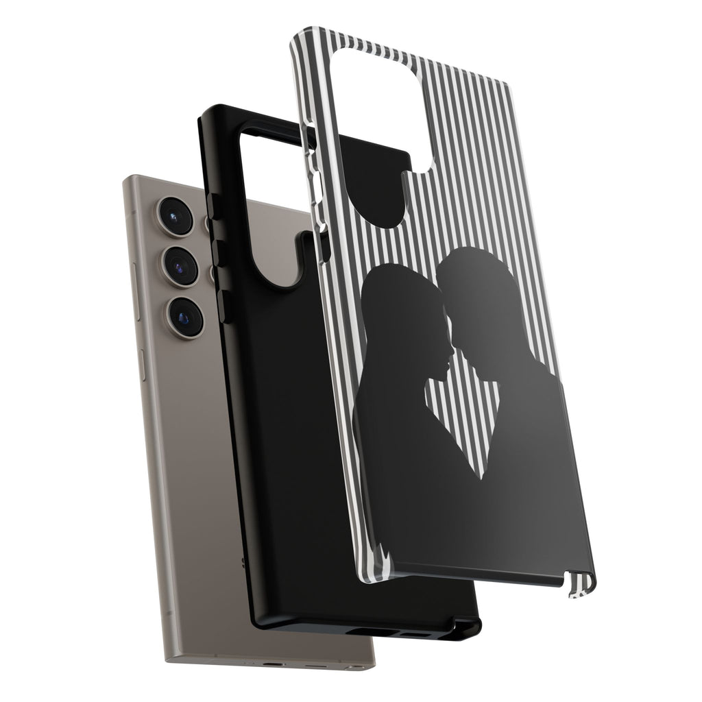 Silhouette Couple Phone Case | Galentines Day Striped Black and white phone case, Stripe Iphone case - Iphone, Samsung and Pixel Mobile case