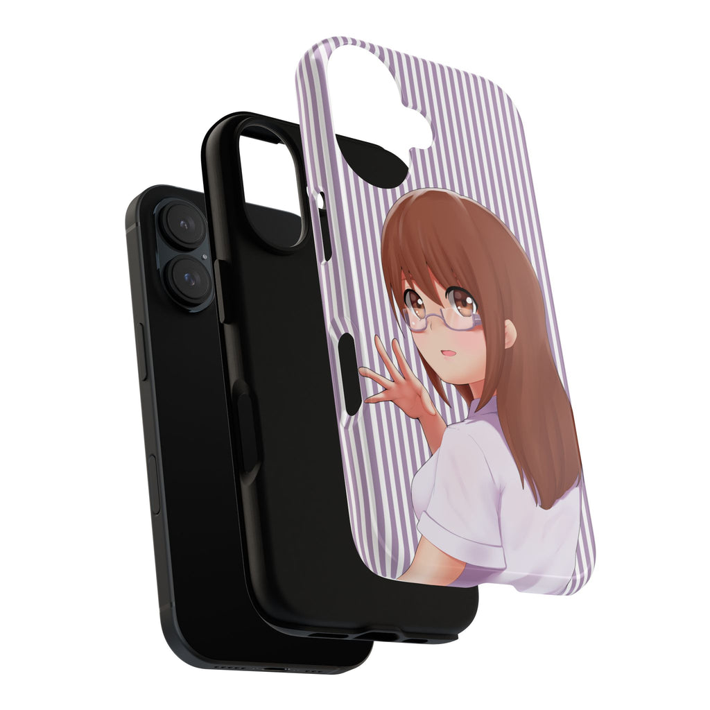 Galentines Day Striped lines mobile case, Glasses Anime Girl Stripe Iphone case | Tough Cases - Iphone, Samsung and Pixel Mobile cases