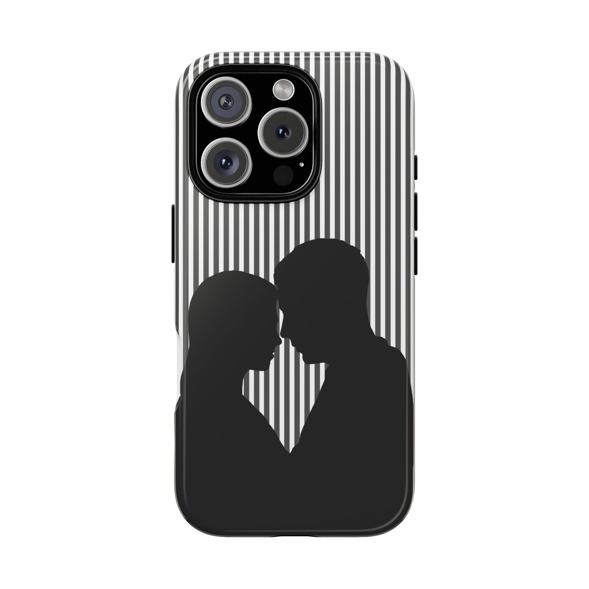 Silhouette Couple Phone Case | Galentines Day Striped Black and white phone case, Stripe Iphone case - Iphone, Samsung and Pixel Mobile case