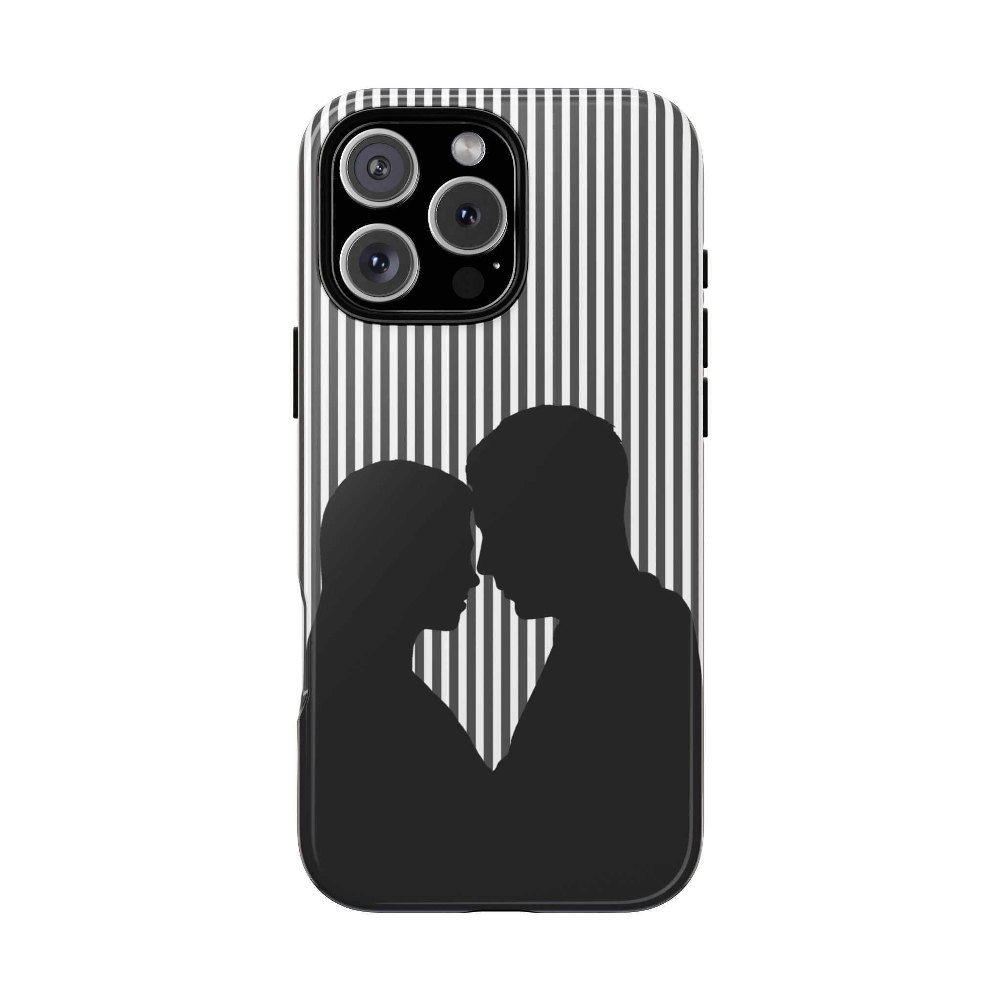 Silhouette Couple Phone Case | Galentines Day Striped Black and white phone case, Stripe Iphone case - Iphone, Samsung and Pixel Mobile case