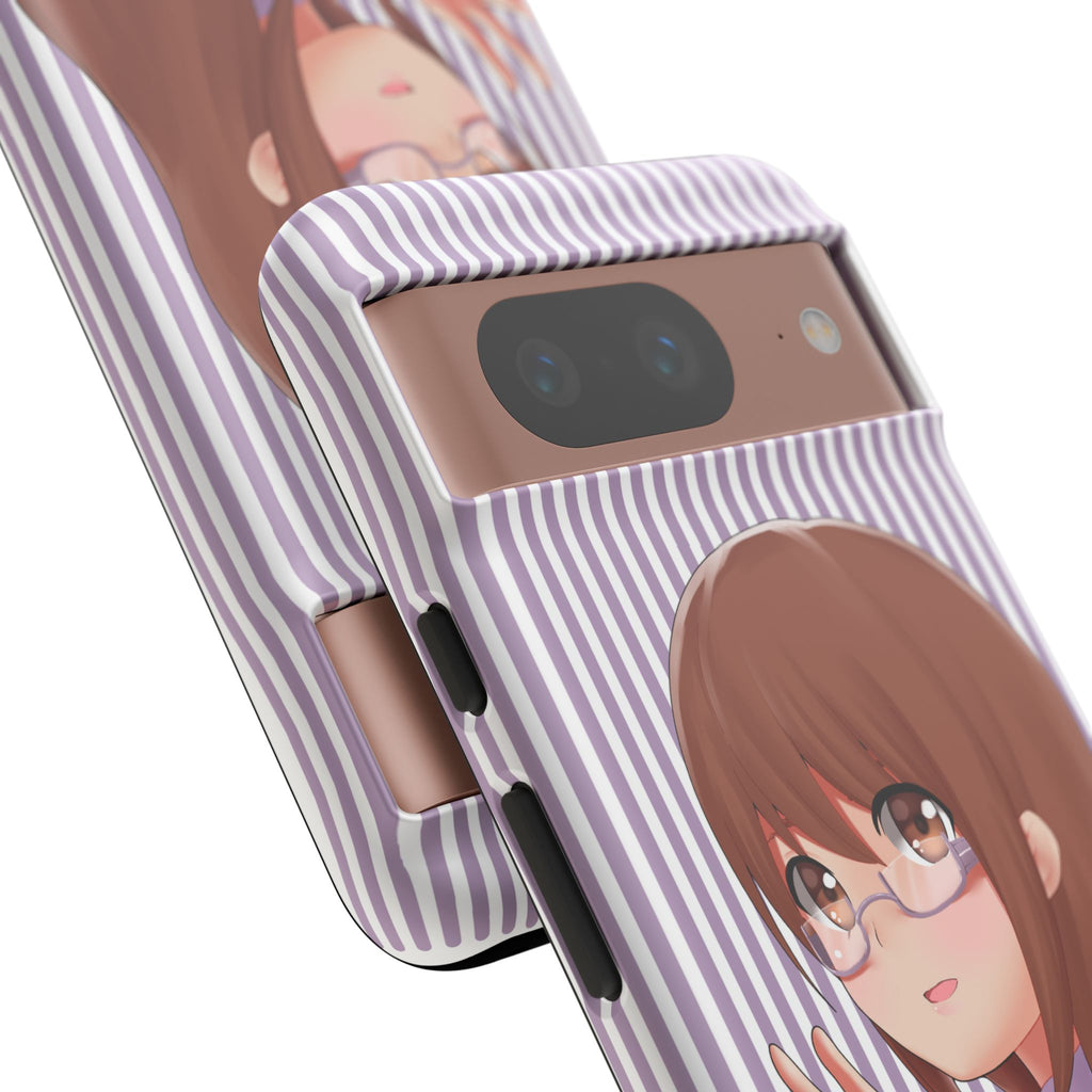 Galentines Day Striped lines mobile case, Glasses Anime Girl Stripe Iphone case | Tough Cases - Iphone, Samsung and Pixel Mobile cases