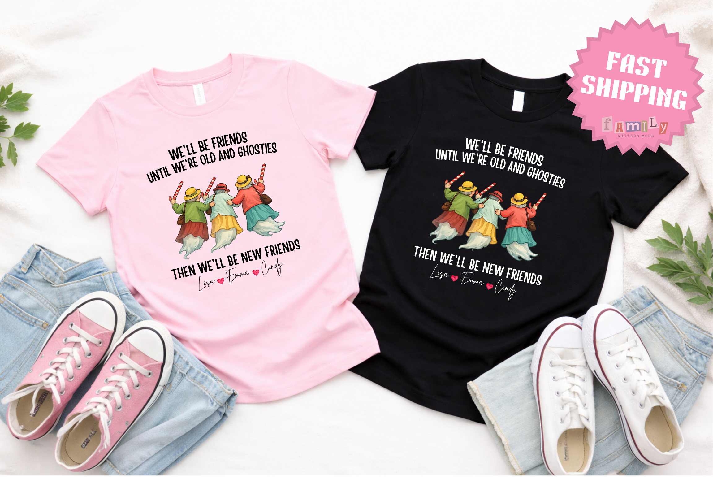 Personalized Friendship Shirt, Old Friends - Best Friends Gift, Besties Tee, Comfort colors best friens shirts with names
