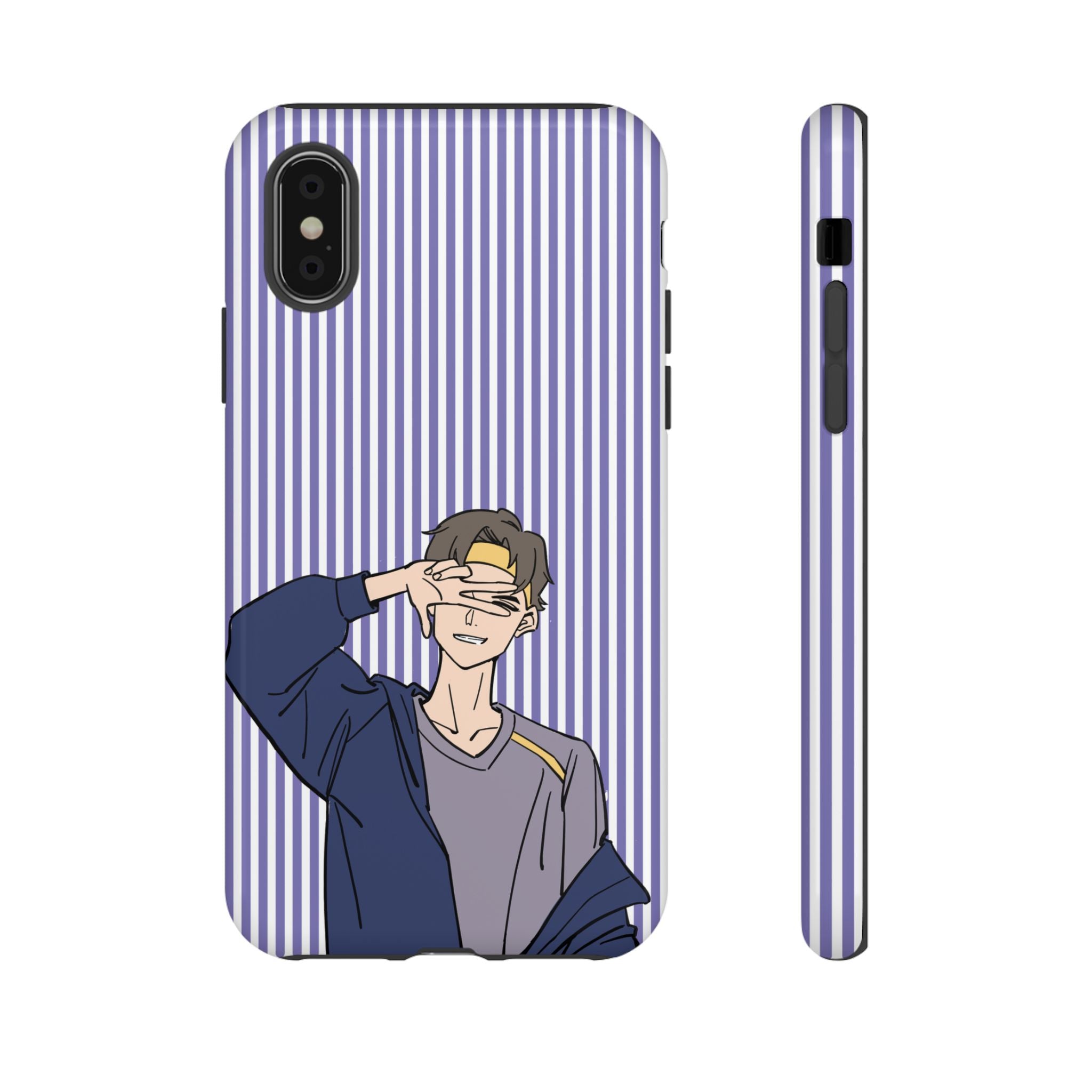 Casual Anime Guy Phone Case | Valentines Day Striped Lines phone case, Purple Stripe Iphone case - Iphone, Samsung and Pixel Mobile cases