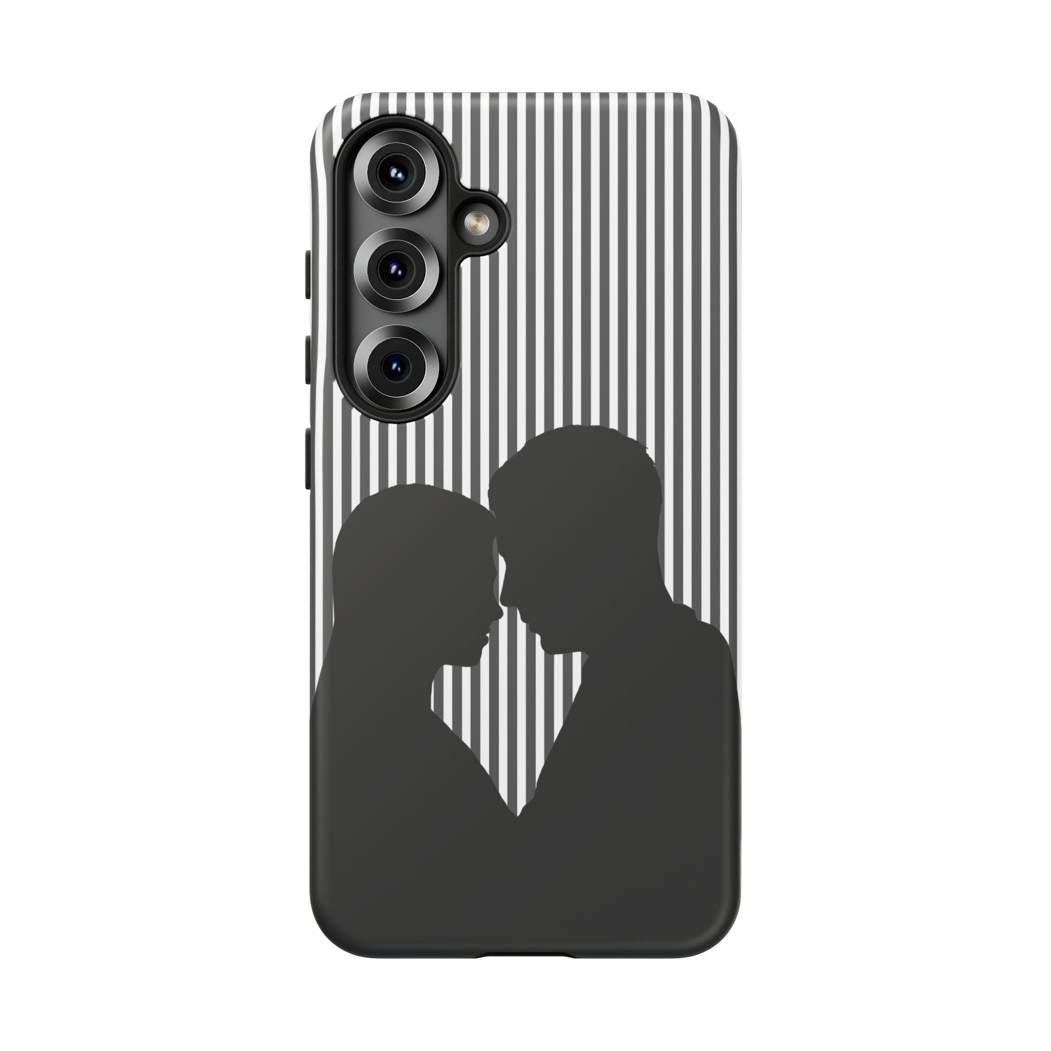 Silhouette Couple Phone Case | Galentines Day Striped Black and white phone case, Stripe Iphone case - Iphone, Samsung and Pixel Mobile case