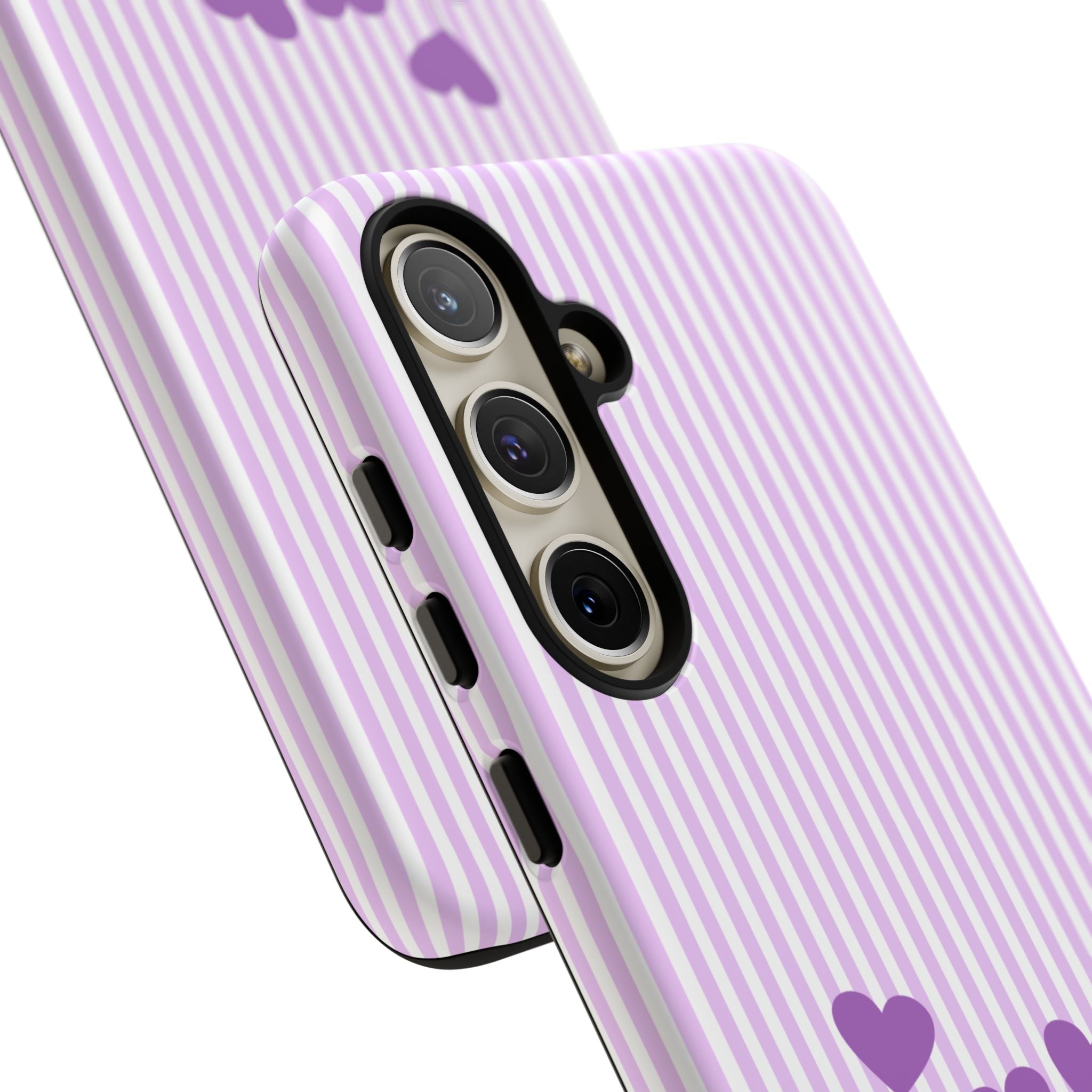 Galentines Day Striped hearts phone case, Purple Heart Floral Stripe Iphone case | Tough Cases - Iphone, Samsung and Pixel Mobile cases
